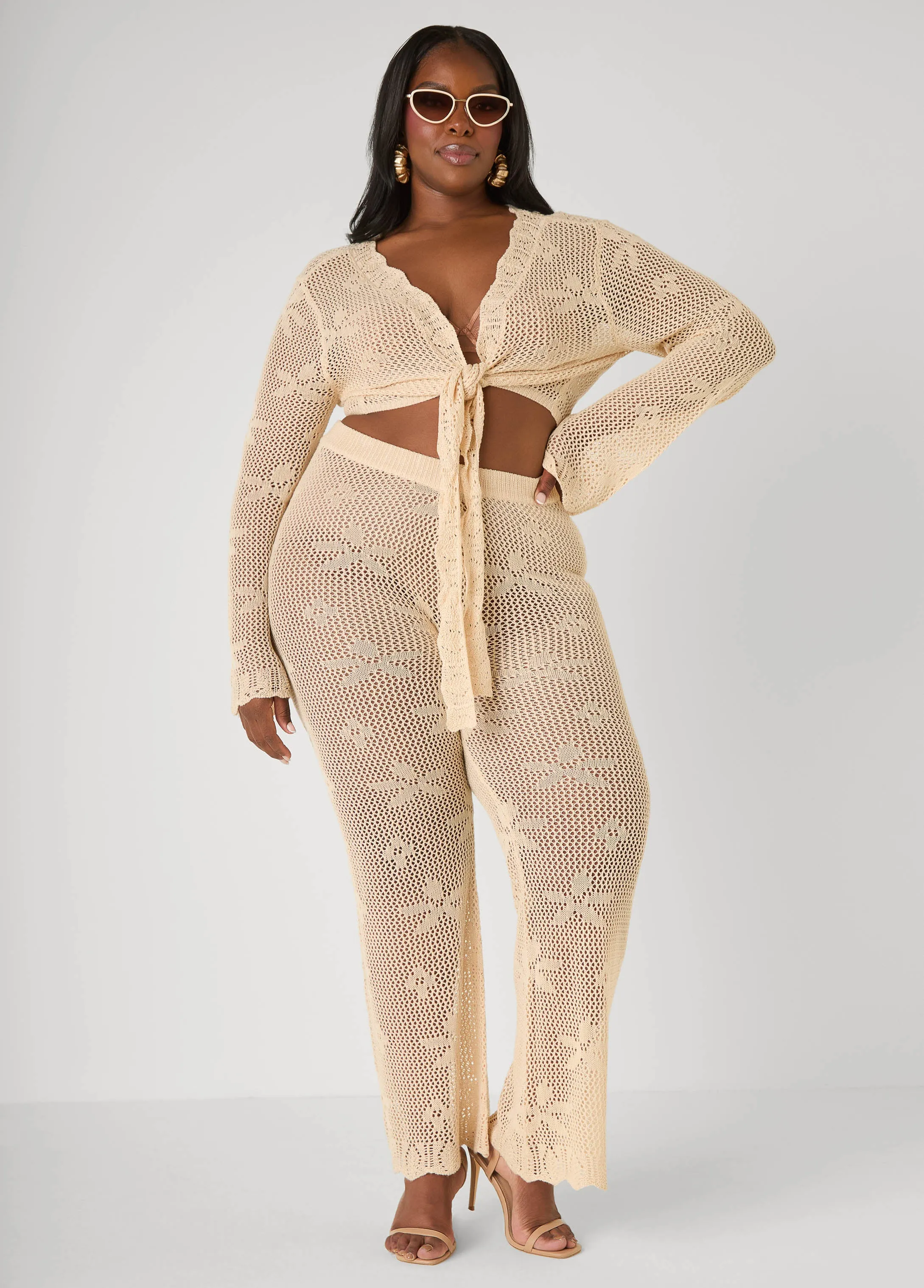 Crochet Wide Leg Pants sold by Ashley Stewart product image thumbnail 3