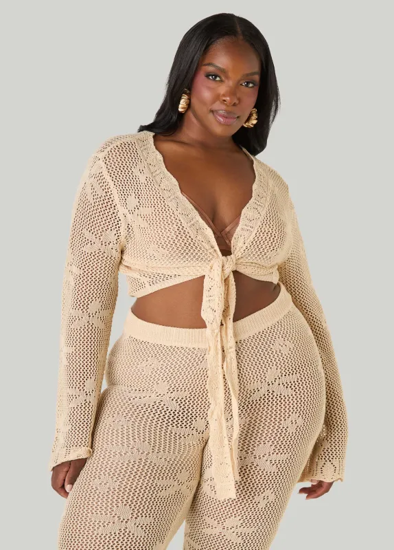 Crochet Tie Front Crop Top made by Ashley Stewart