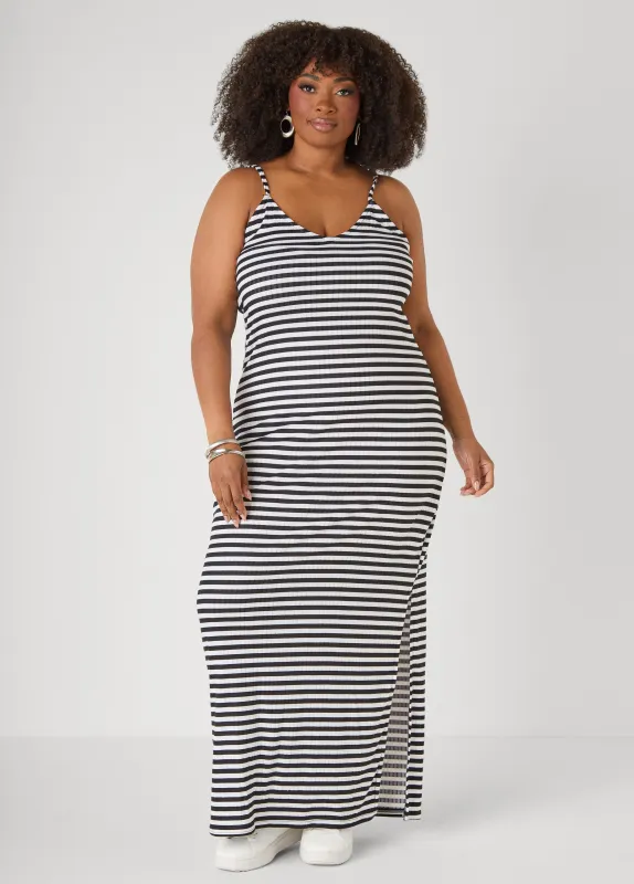 Striped Ribbed Maxi Dress made by Ashley Stewart