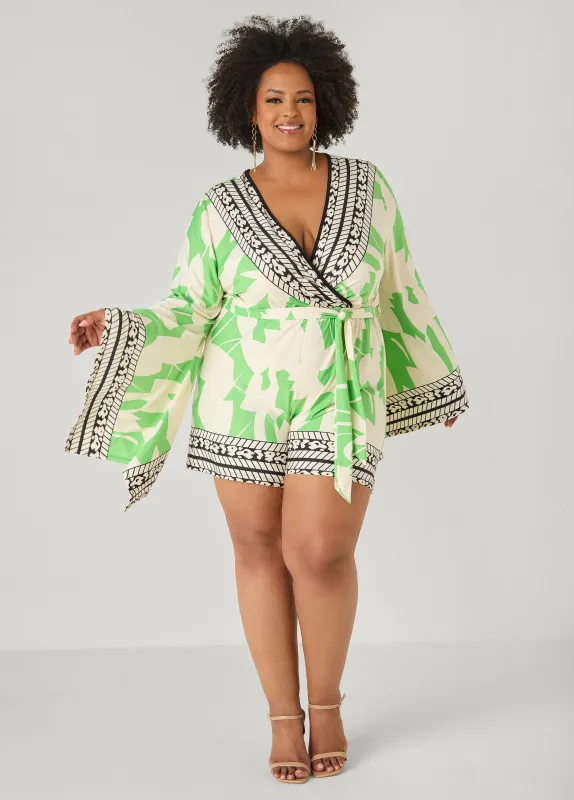 Drama Sleeved Printed Romper made by Ashley Stewart