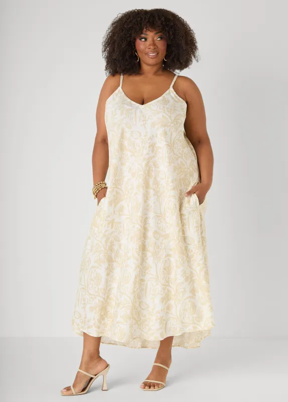 Floral Print V Neck Midaxi Dress made by Ashley Stewart