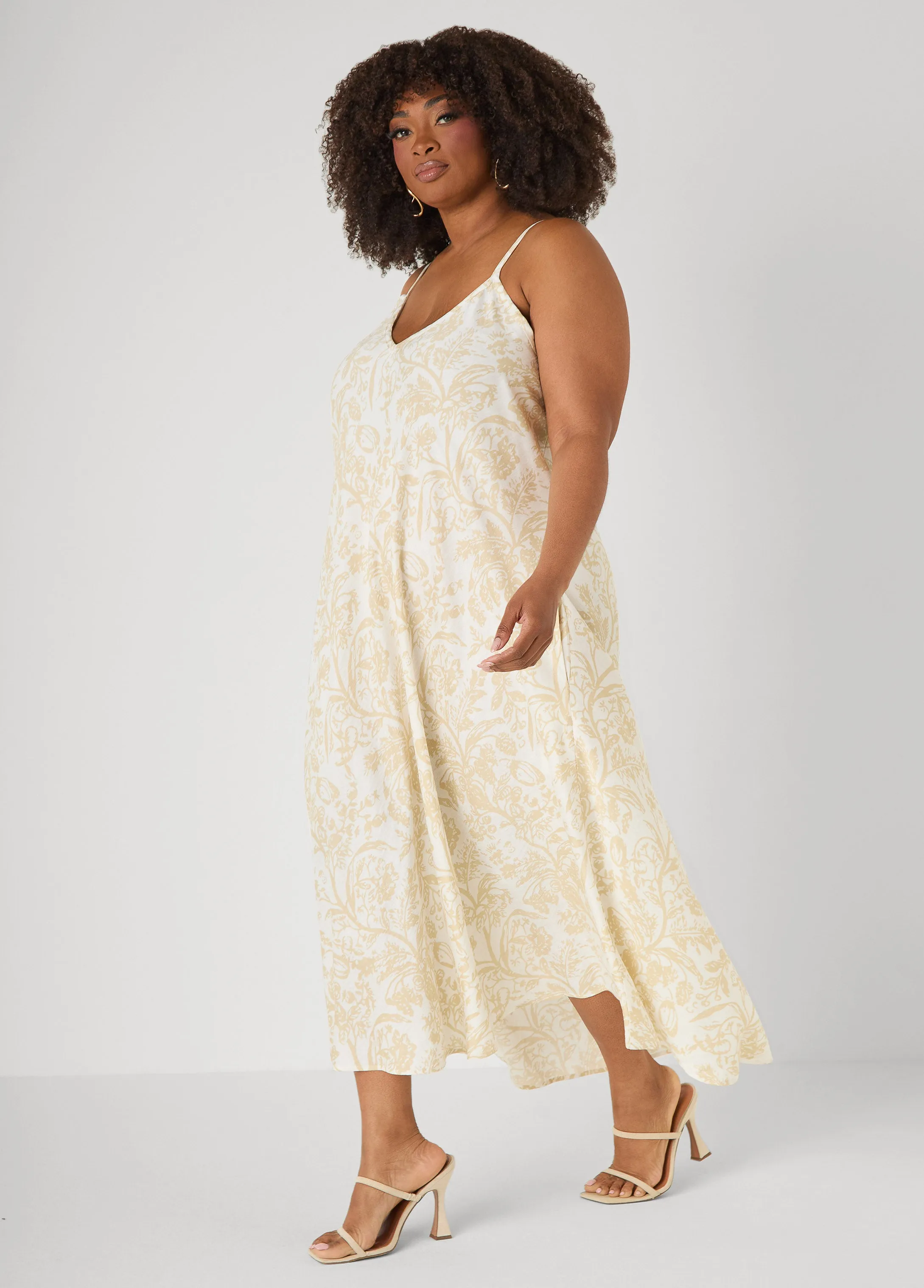 Floral Print V Neck Midaxi Dress sold by Ashley Stewart product image thumbnail 5