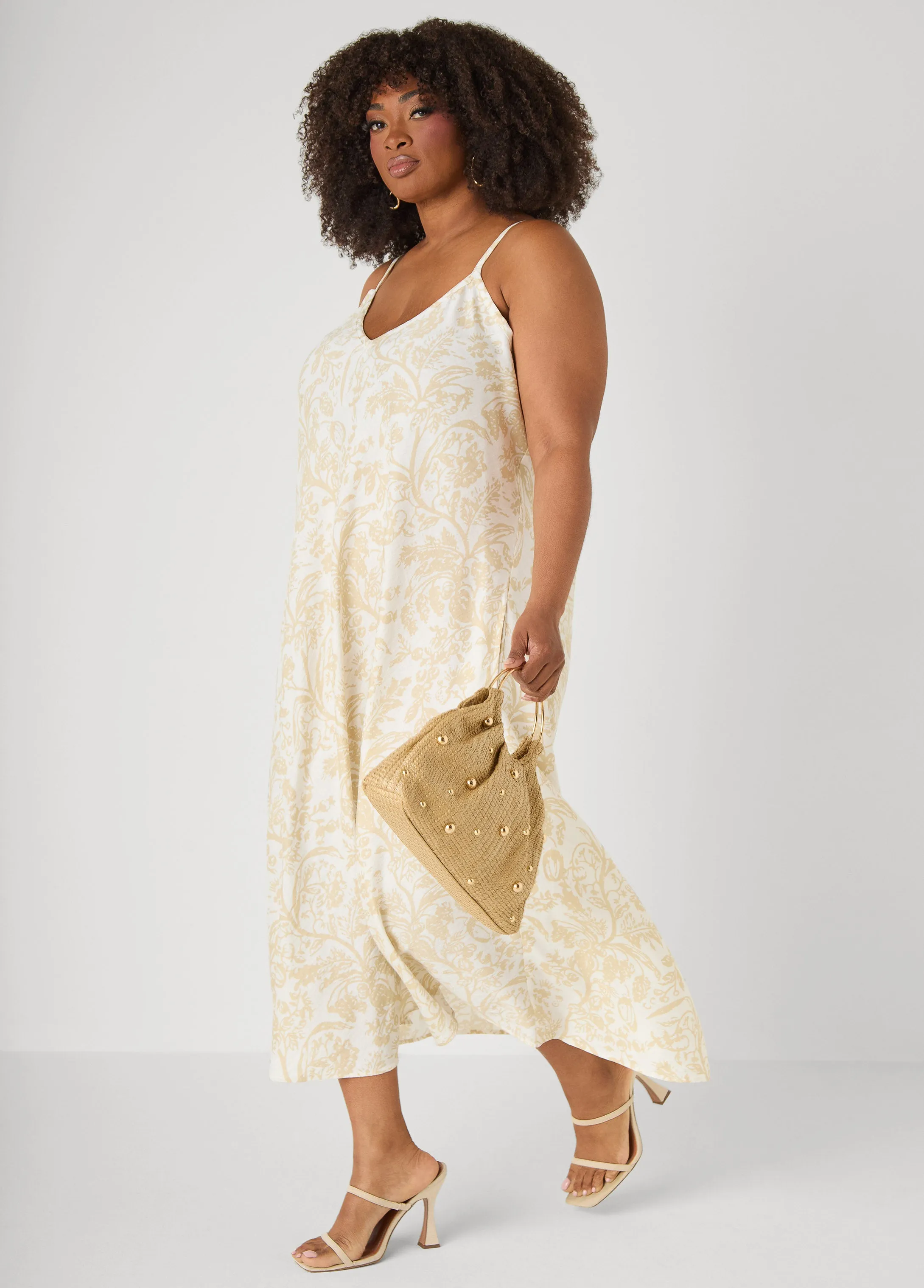 Floral Print V Neck Midaxi Dress sold by Ashley Stewart product image thumbnail 3