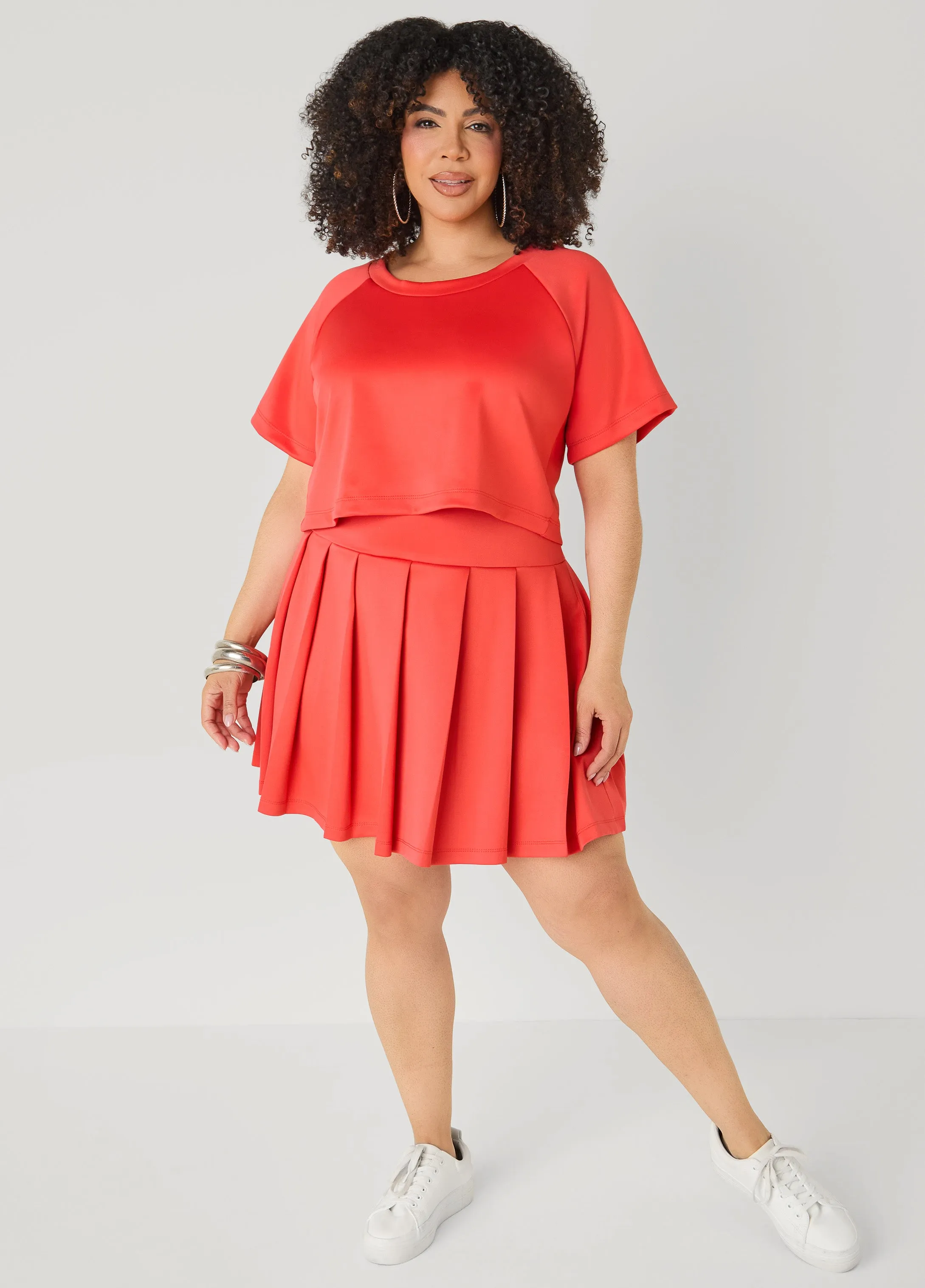 Pleated Athletic Knit Tennis Skirt sold by Ashley Stewart