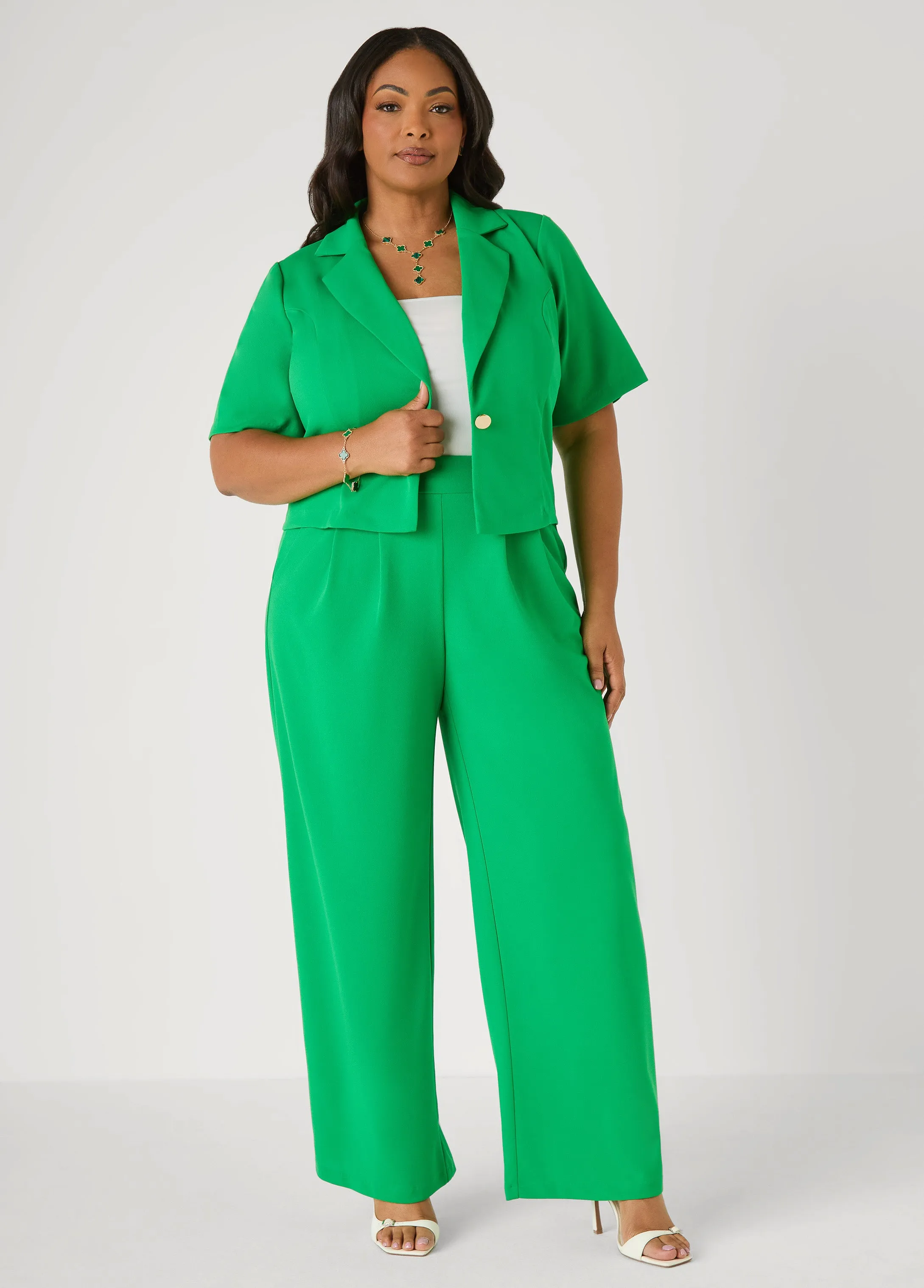 Cropped Crepe Blazer sold by Ashley Stewart product image thumbnail 4