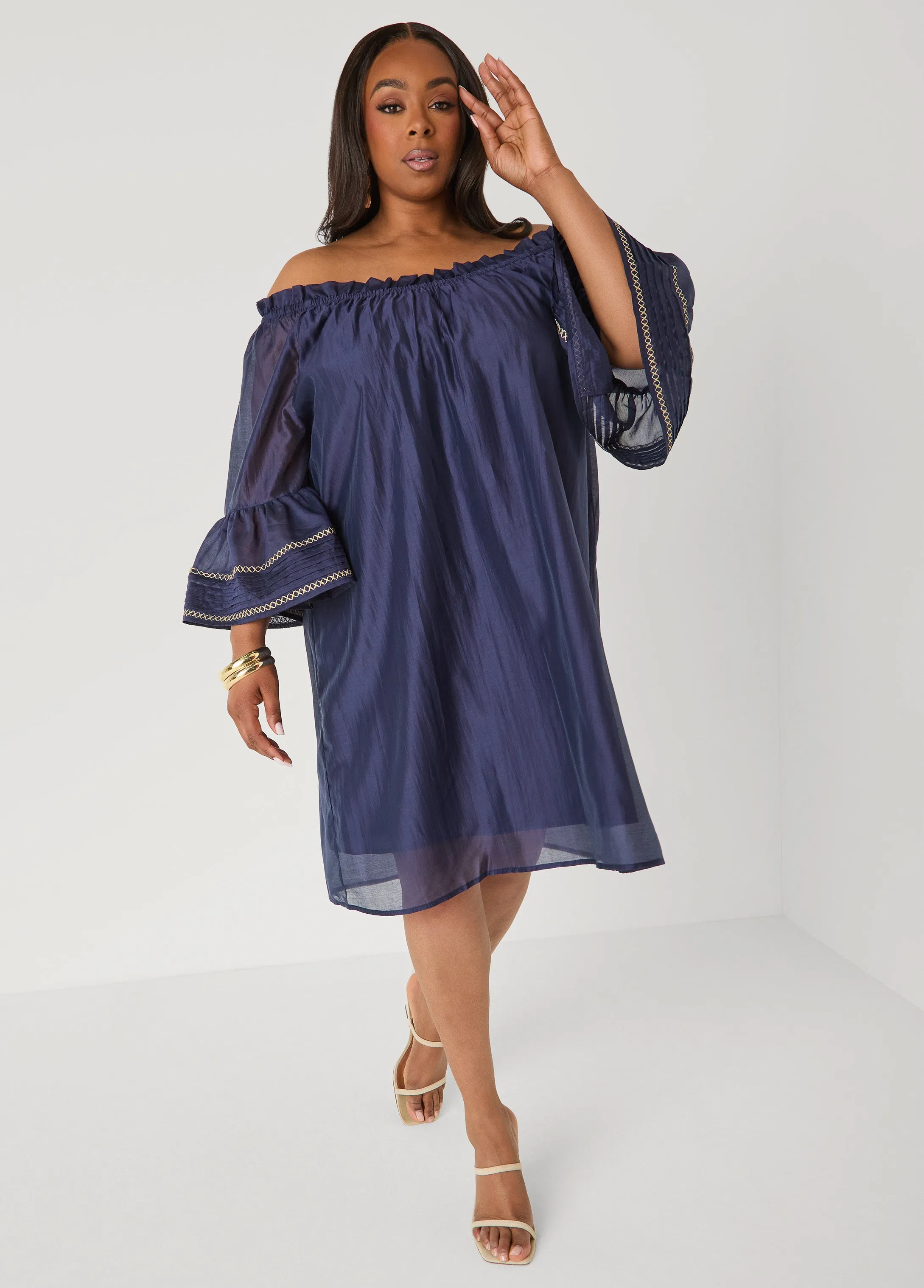 Embroidered Off The Shoulder Dress sold by Ashley Stewart product image thumbnail 3