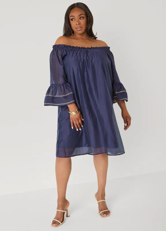 Embroidered Off The Shoulder Dress made by Ashley Stewart