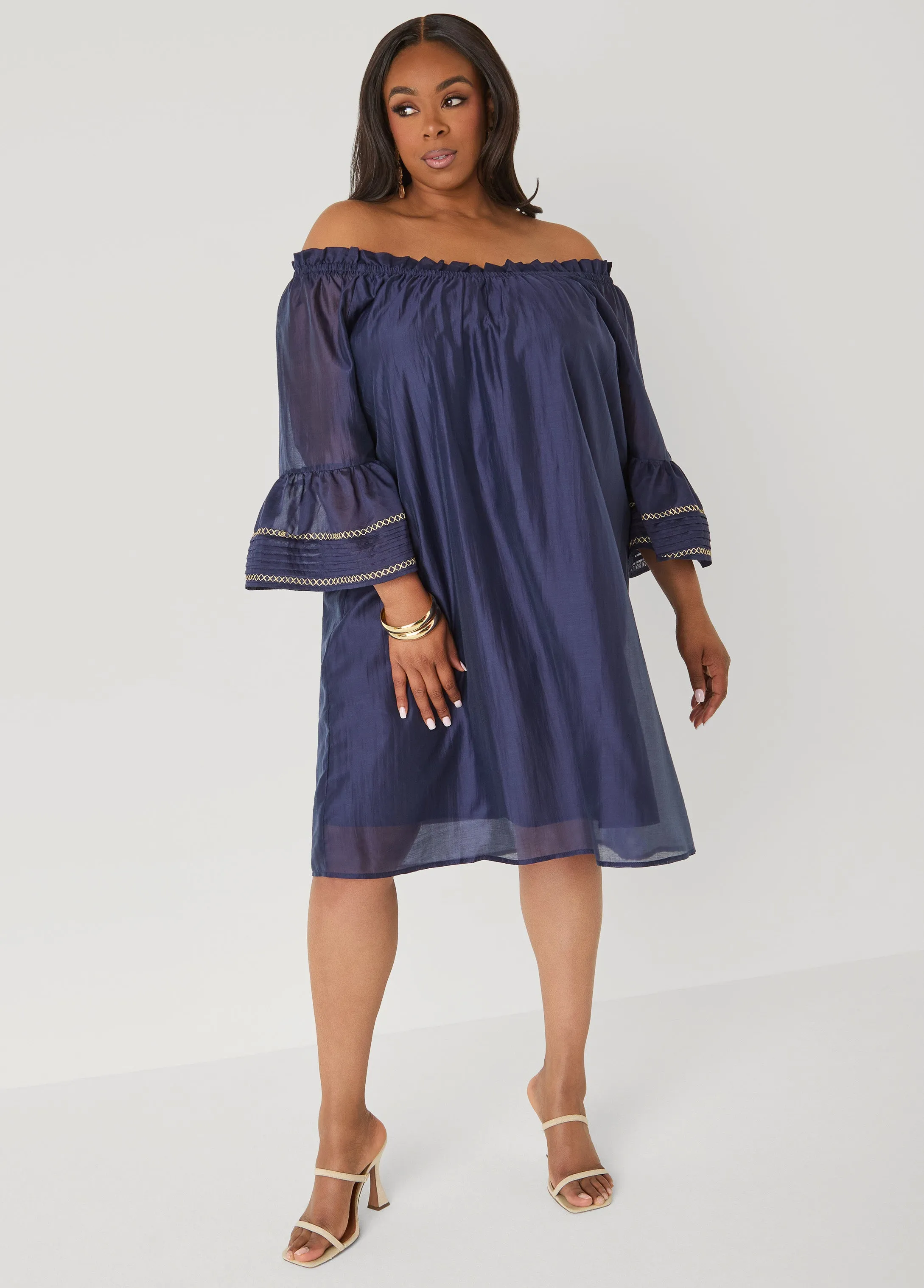 Embroidered Off The Shoulder Dress sold by Ashley Stewart