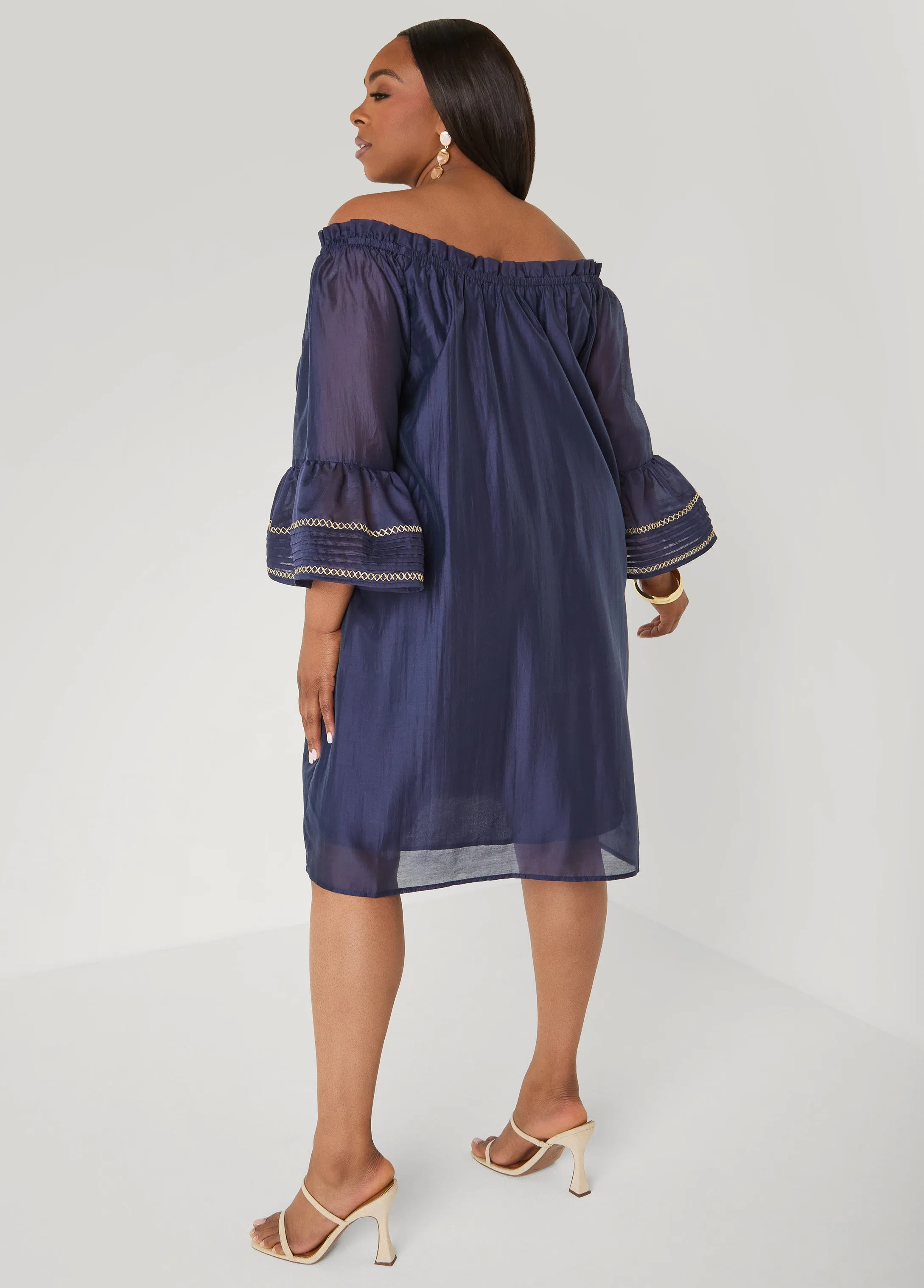 Embroidered Off The Shoulder Dress sold by Ashley Stewart product image thumbnail 2