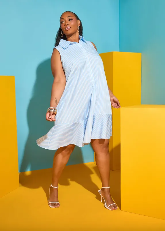 Flounced Striped Shirtdress made by Ashley Stewart