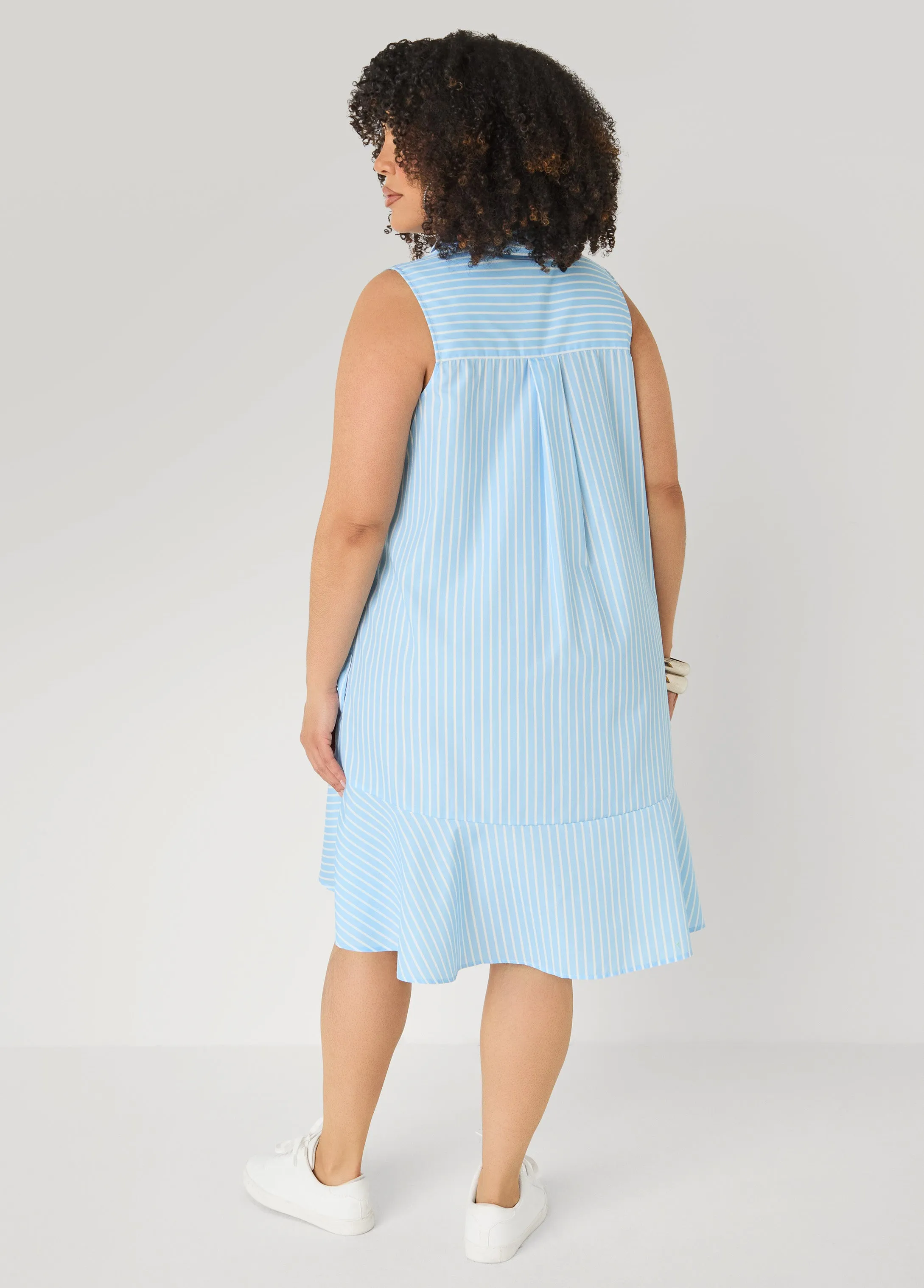 Flounced Striped Shirtdress sold by Ashley Stewart product image thumbnail 2