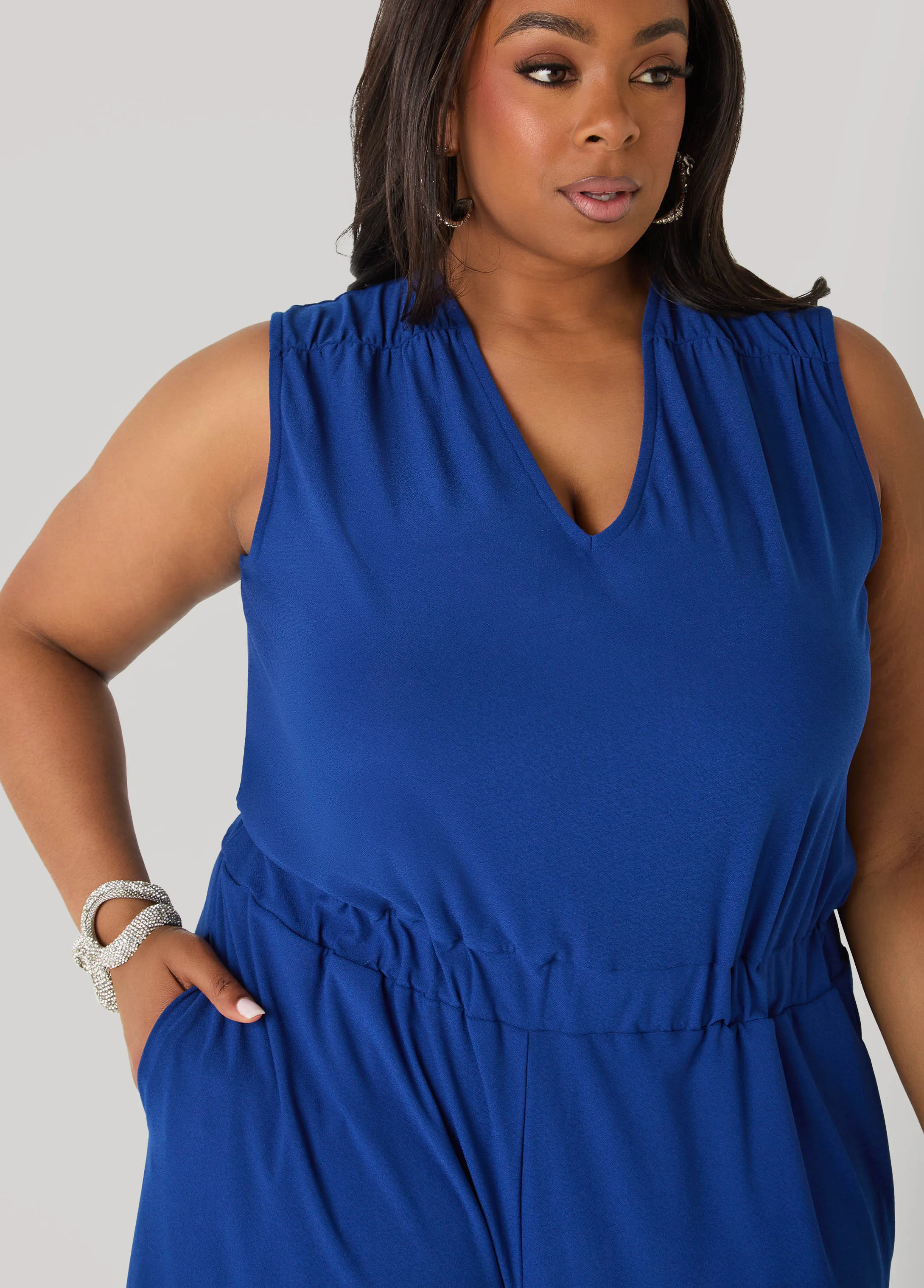 Wide Leg Tie Back Jumpsuit sold by Ashley Stewart product image thumbnail 4
