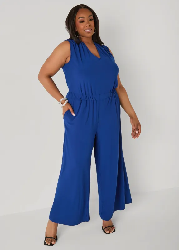 Wide Leg Tie Back Jumpsuit made by Ashley Stewart