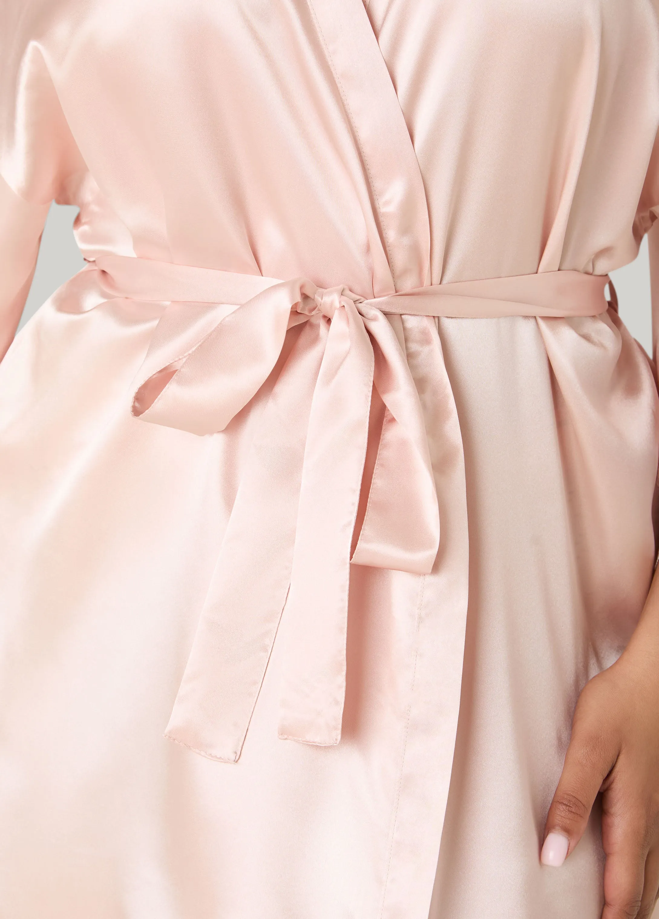 Two Tone Lace Paneled Satin Robe sold by Ashley Stewart product image thumbnail 5