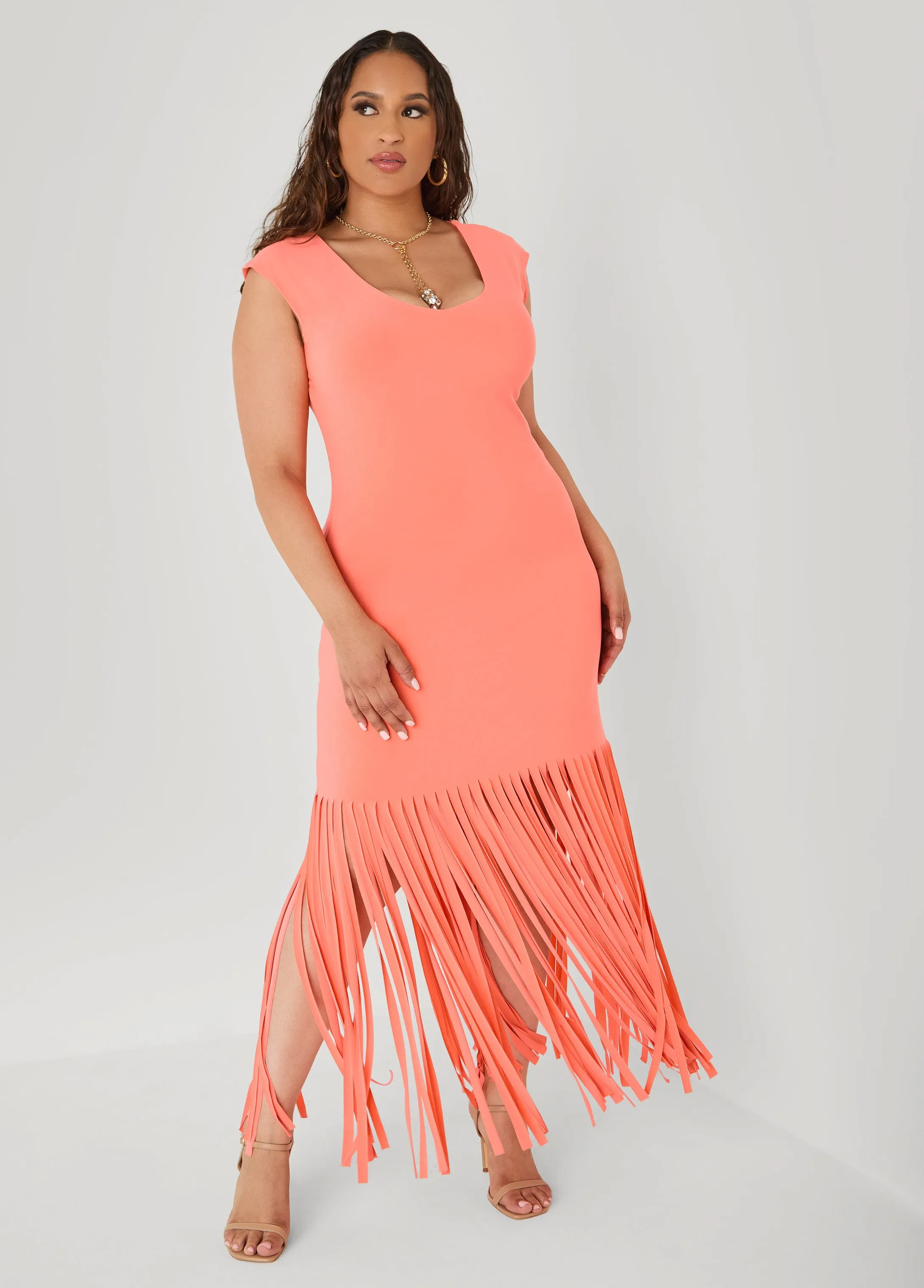 Fringed Maxi Dress sold by Ashley Stewart product image thumbnail 3