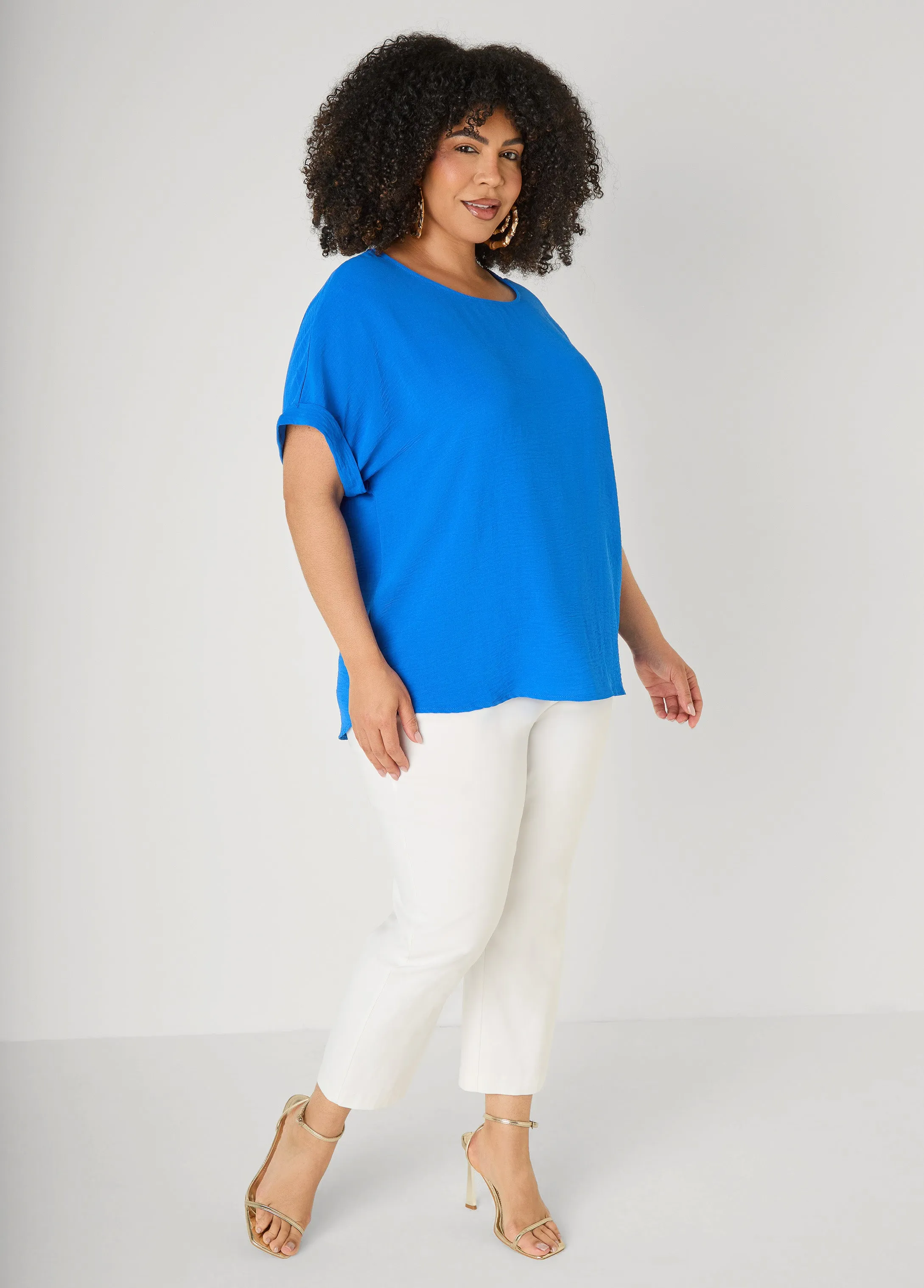 Cuffed Textured Top sold by Ashley Stewart product image thumbnail 4