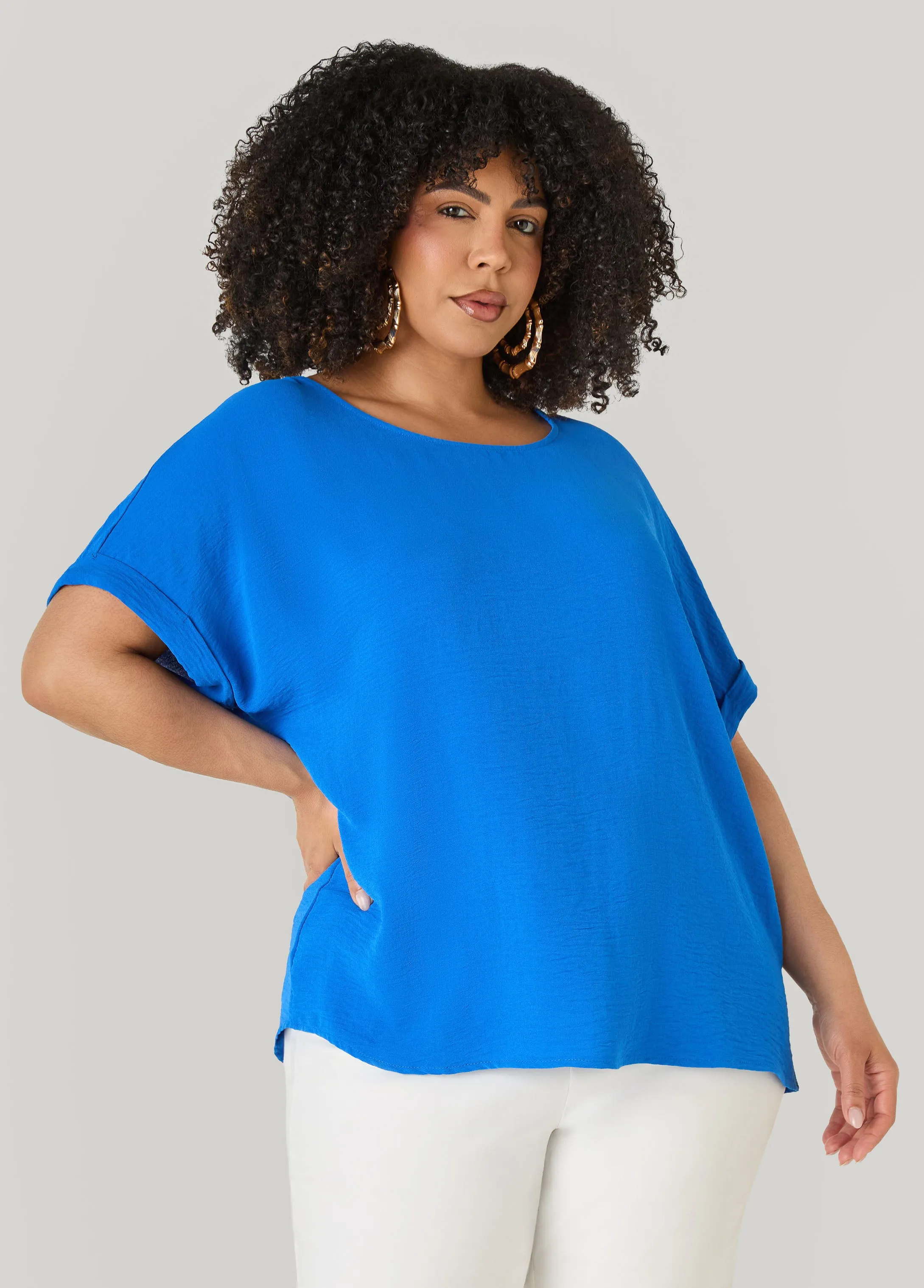 Cuffed Textured Top sold by Ashley Stewart