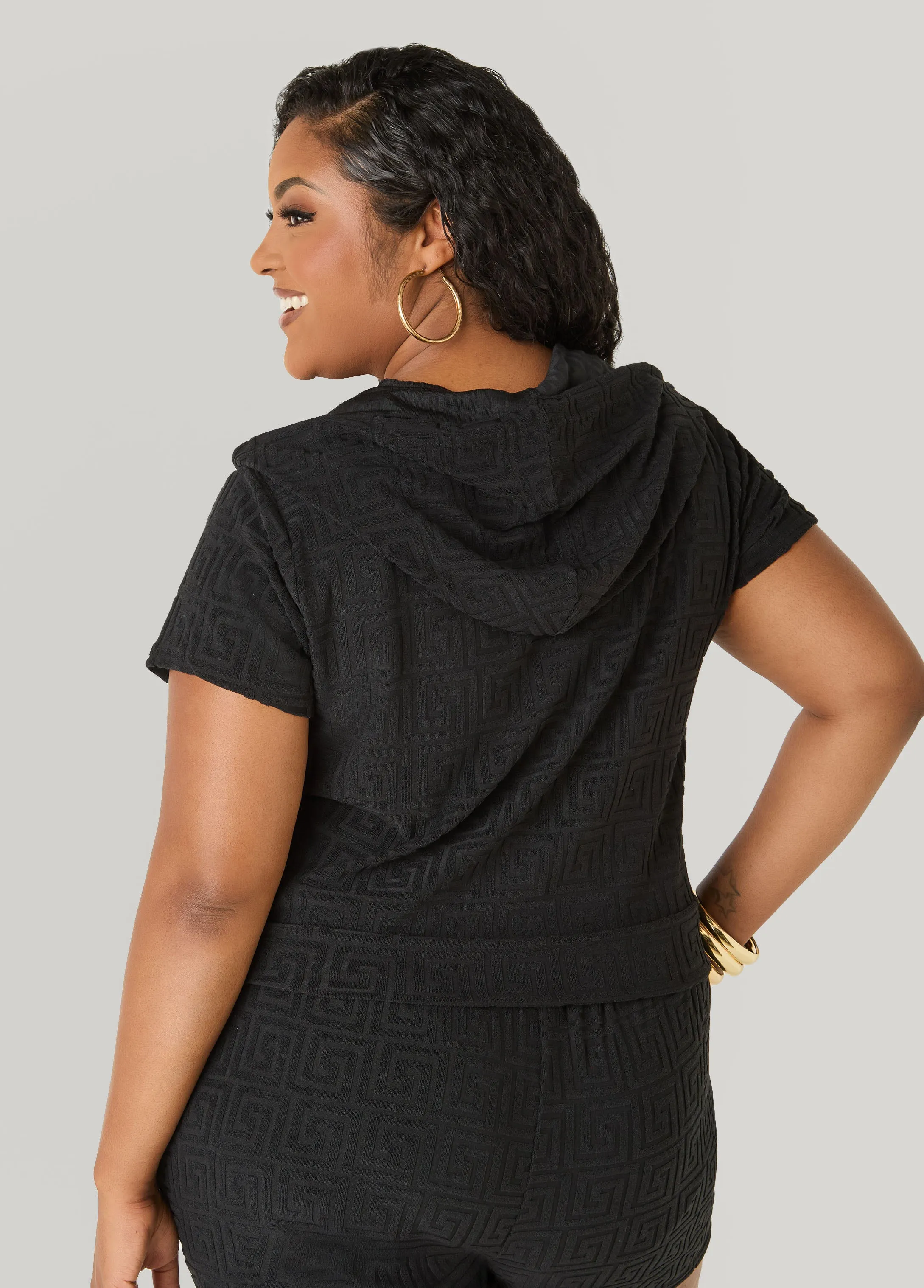 Jacquard Zip Front Hoodie sold by Ashley Stewart product image thumbnail 2