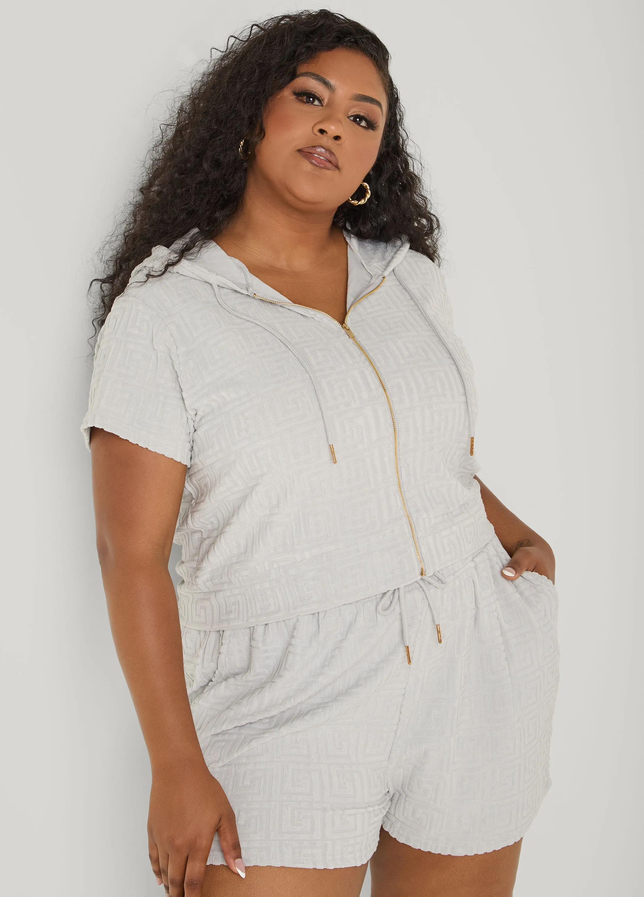 Jacquard Zip Front Hoodie sold by Ashley Stewart product image thumbnail 5