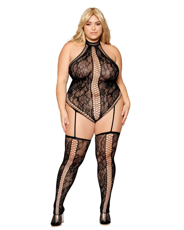 Dreamgirl Garter Teddy And Thigh High Stockings made by Dreamgirl