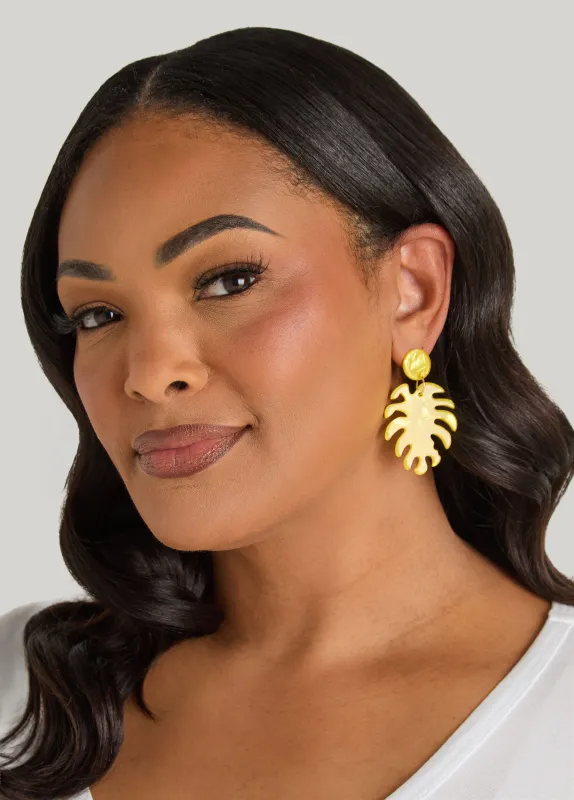 Marbled Leaf Drop Earrings made by Ashley Stewart