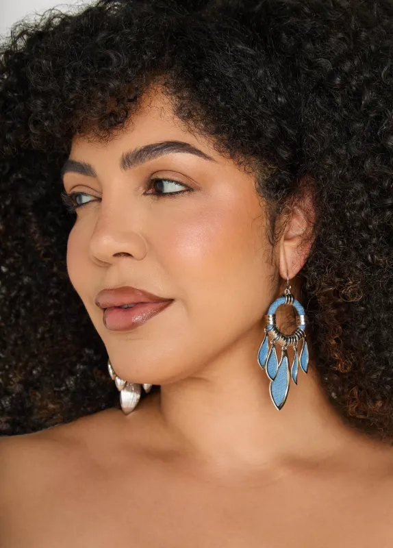 Fringed Denim Hoop Earrings made by Ashley Stewart