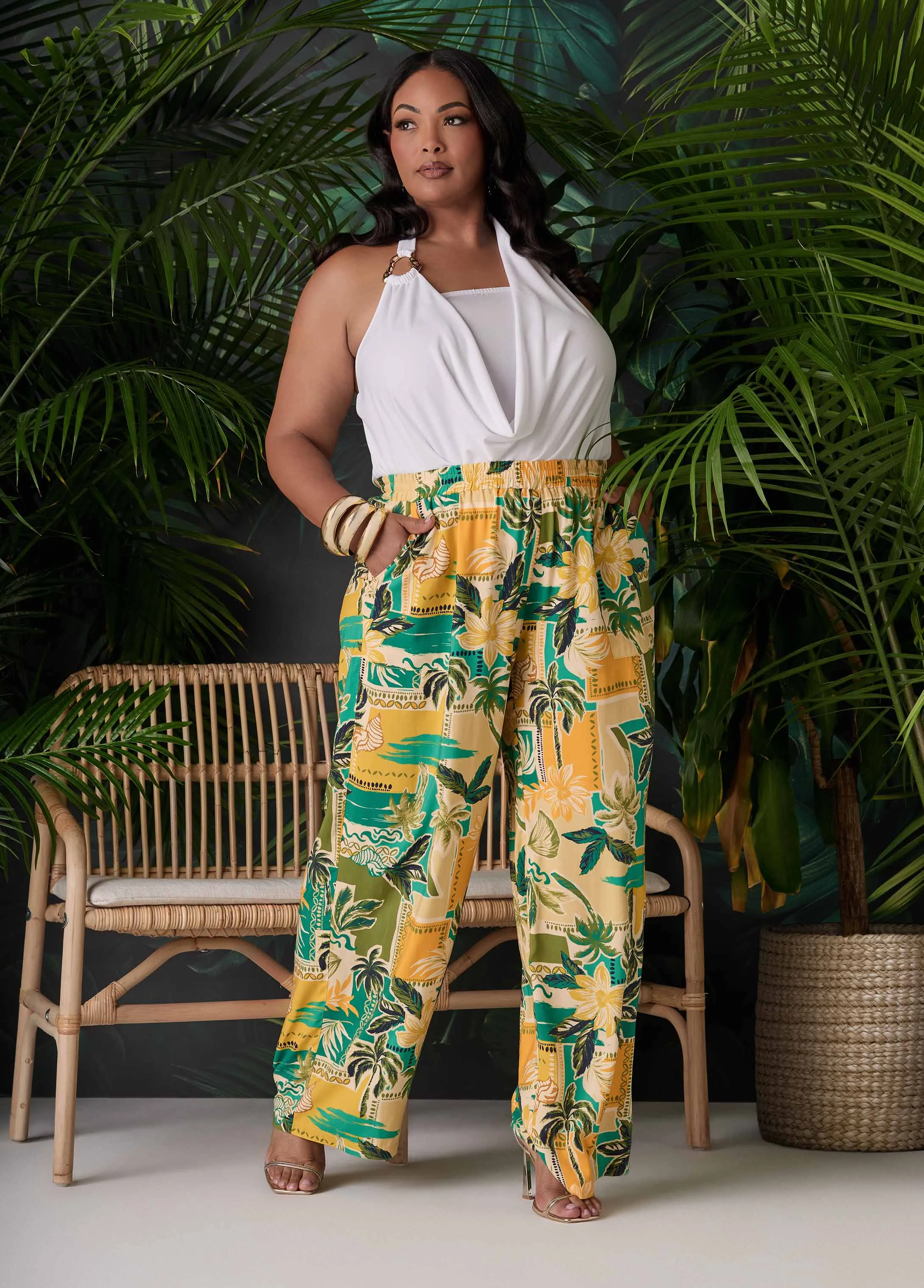 Tropical Print Wide Leg Pants sold by Ashley Stewart product image thumbnail 4