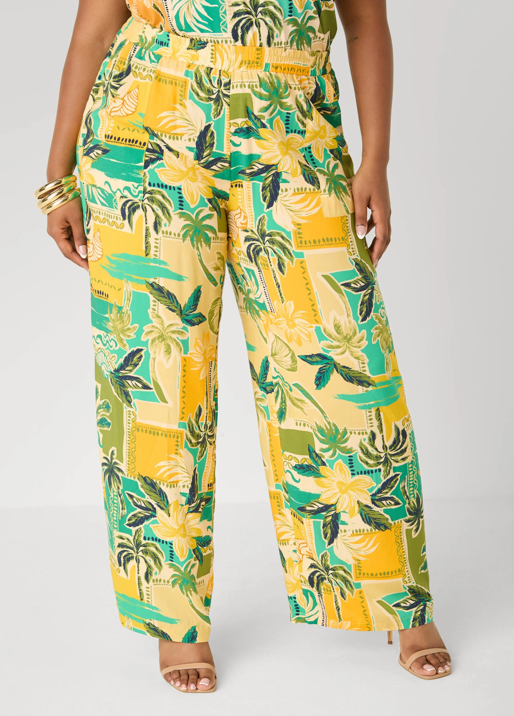 Tropical Print Wide Leg Pants sold by Ashley Stewart product image thumbnail 3