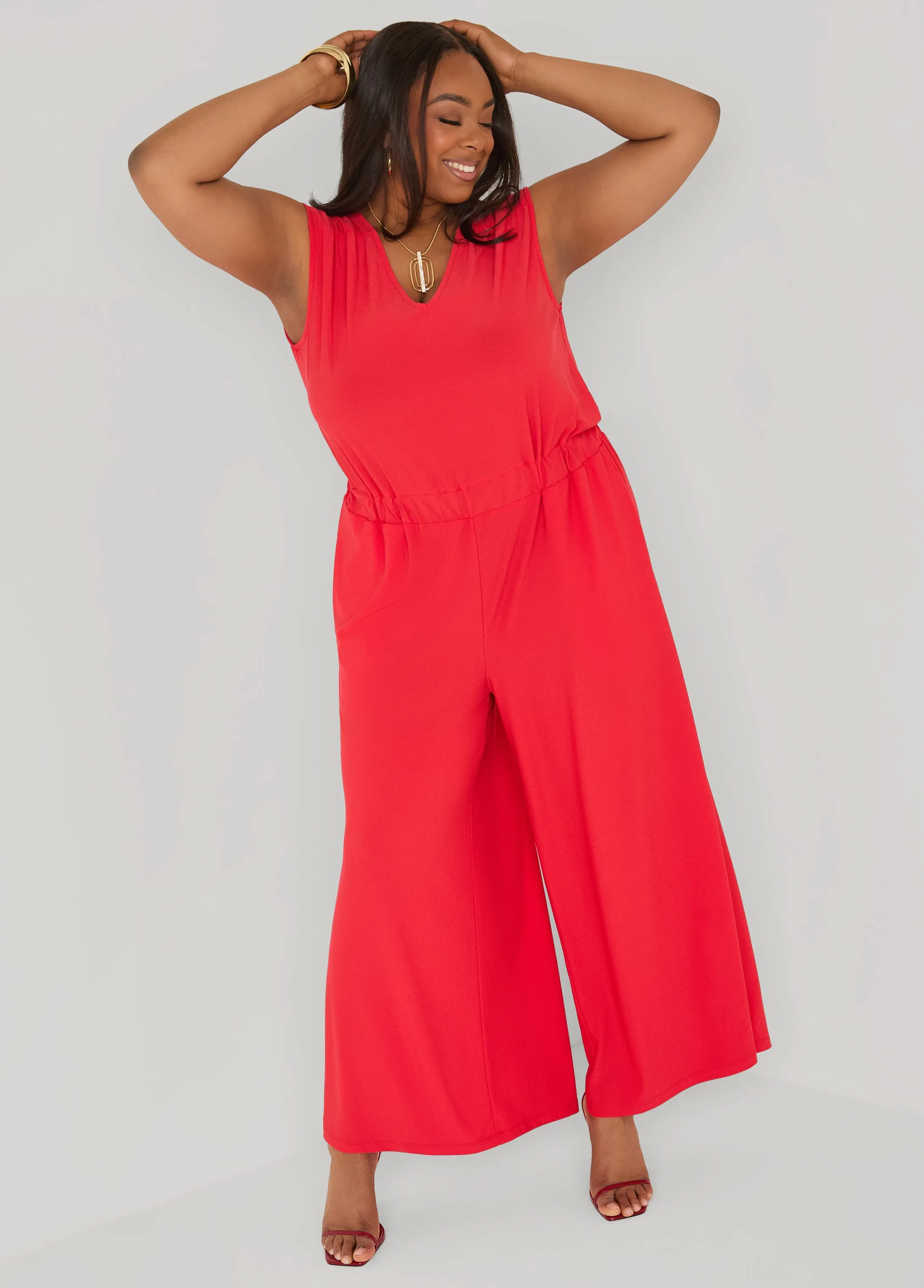 Tall Tie Back Wide Leg Jumpsuit sold by Ashley Stewart product image thumbnail 3
