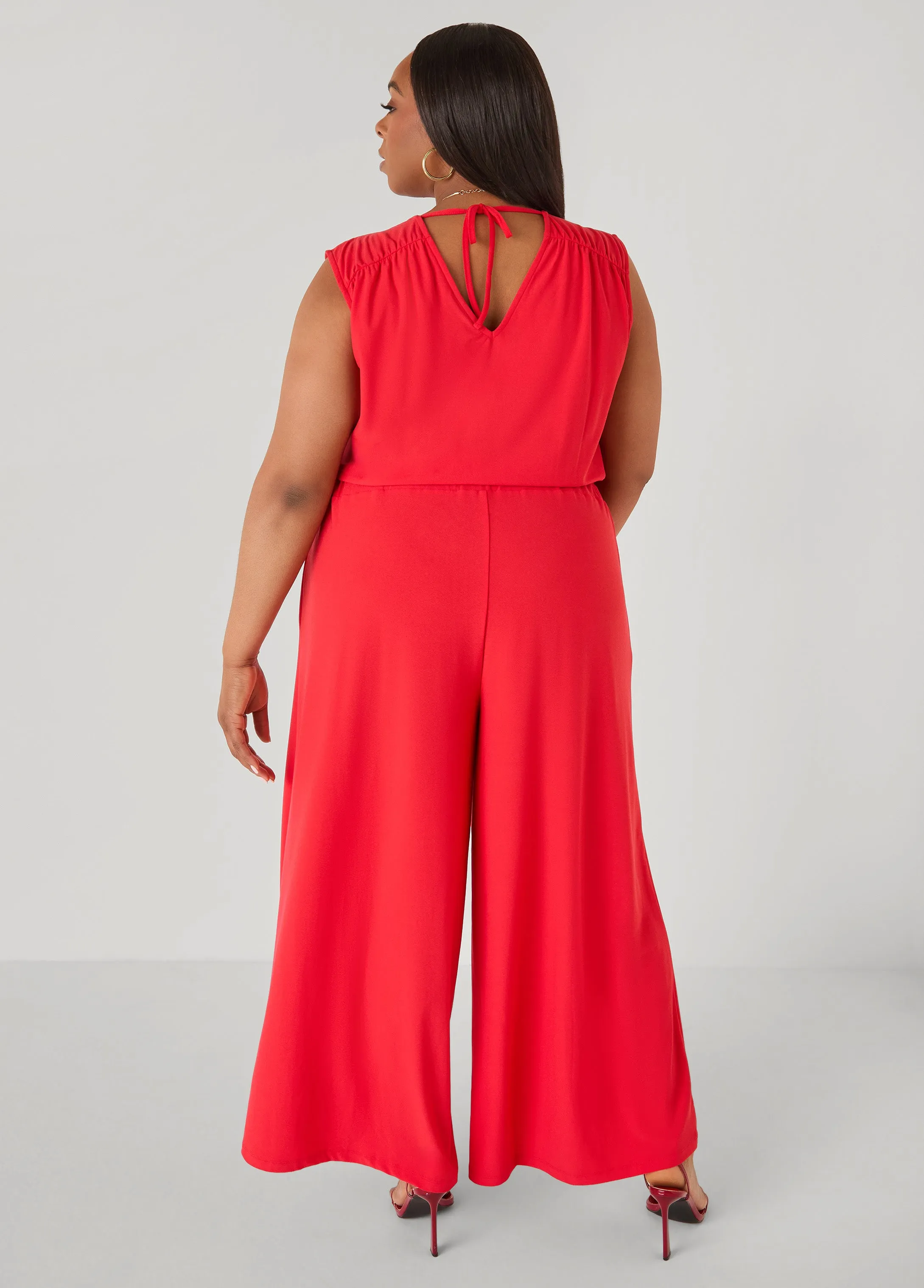 Tall Tie Back Wide Leg Jumpsuit sold by Ashley Stewart product image thumbnail 2