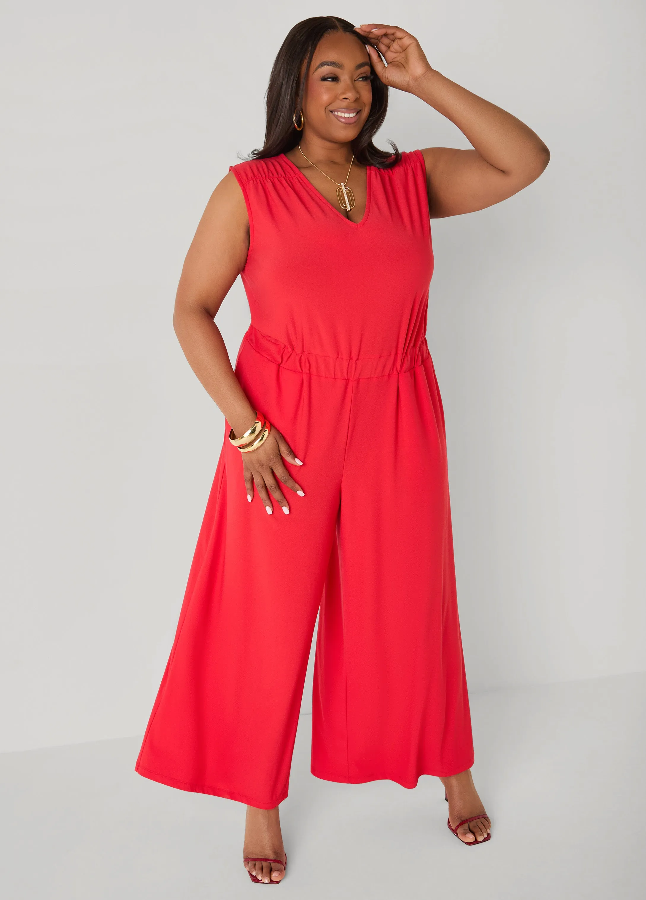 Tall Tie Back Wide Leg Jumpsuit sold by Ashley Stewart