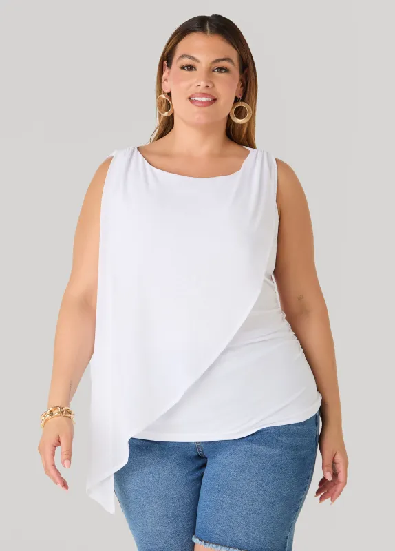 Asymmetric Draped Mesh Top made by Ashley Stewart