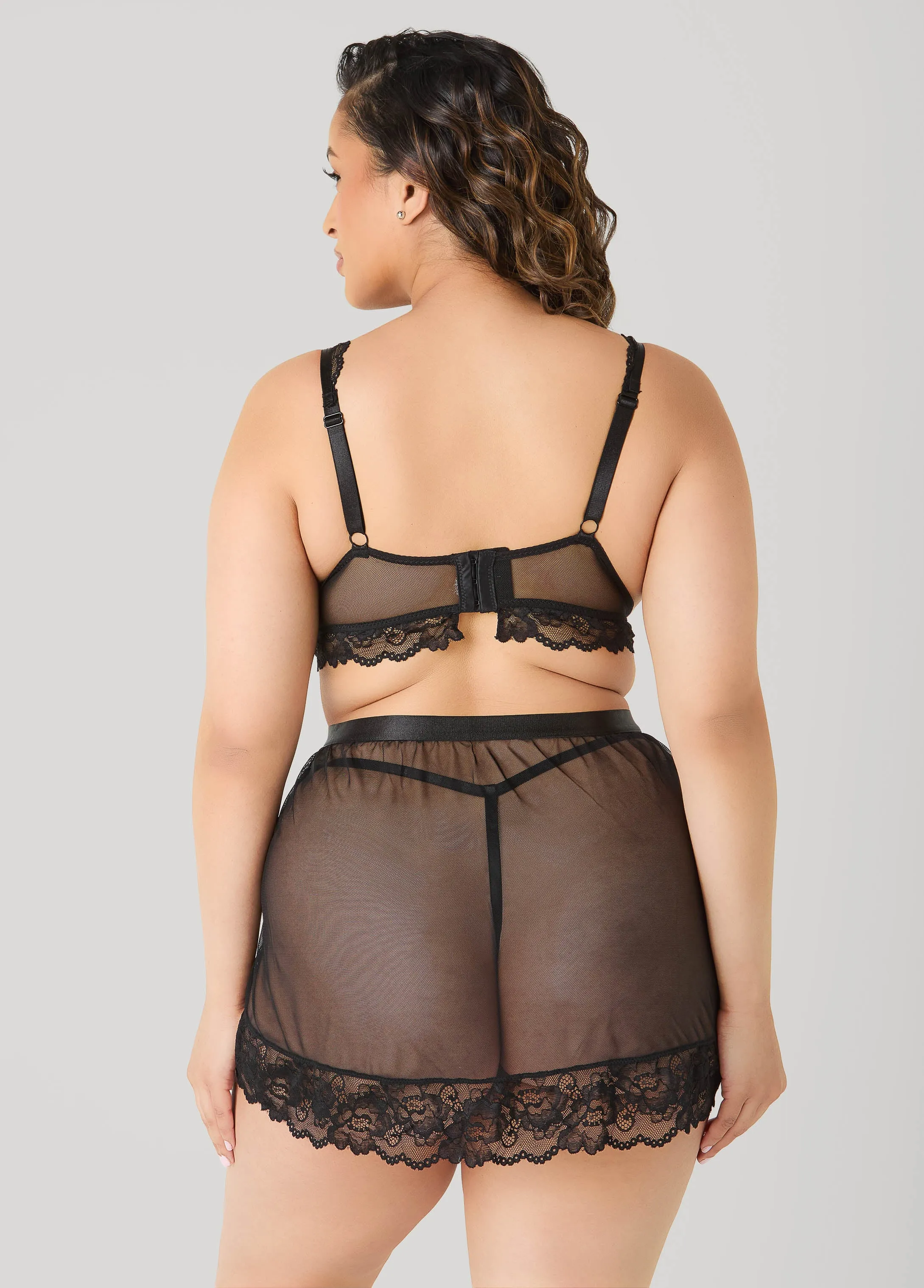 Mesh Bra And Skirt 3 Pc Set sold by Ashley Stewart product image thumbnail 2