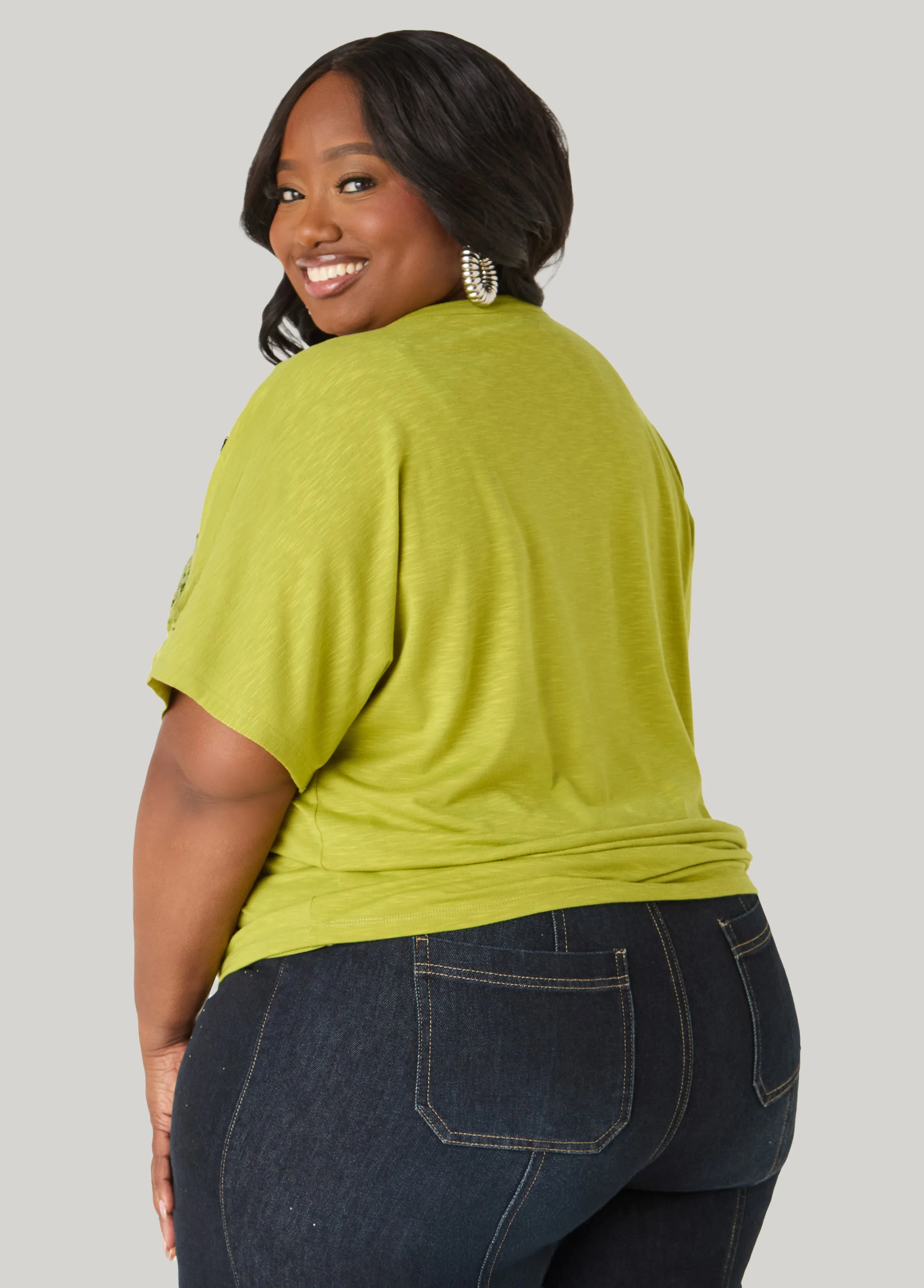 Sequined Floral Jersey Tee sold by Ashley Stewart product image thumbnail 2