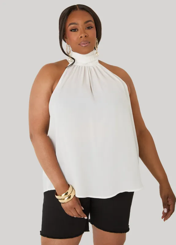 Crepe High Neck Top made by Ashley Stewart