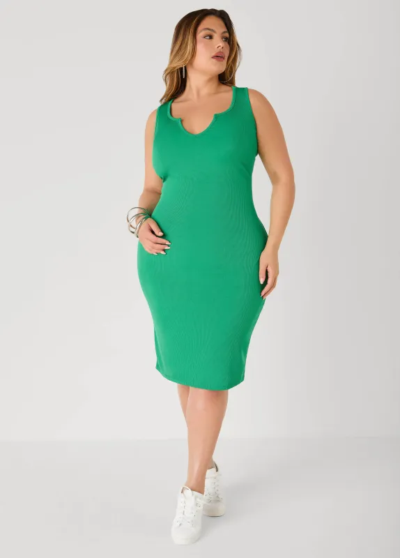 Ribbed V Neck Tank Dress made by Ashley Stewart