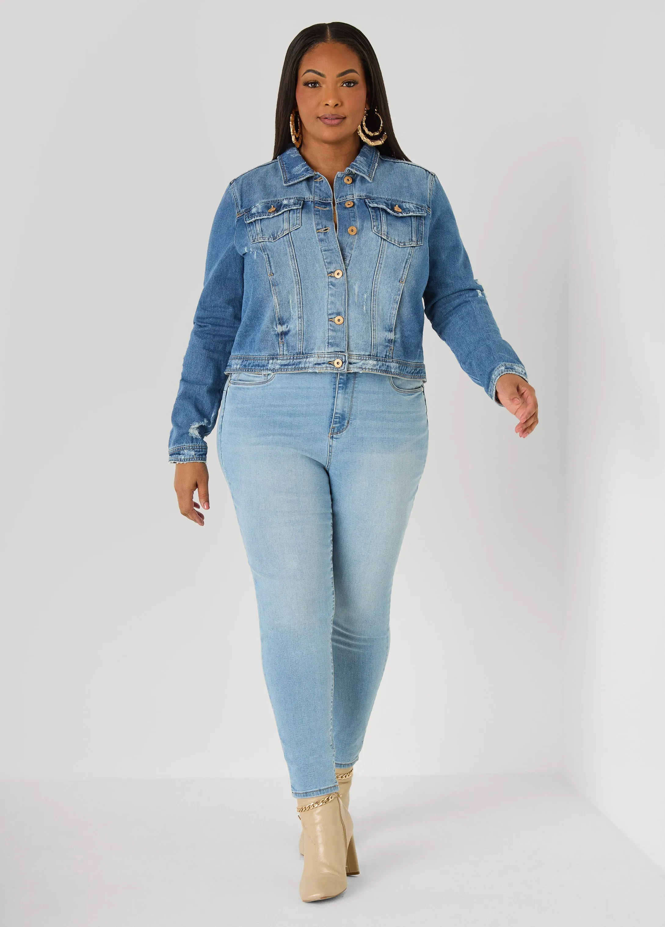Denim Trucker Jacket sold by Ashley Stewart product image thumbnail 5