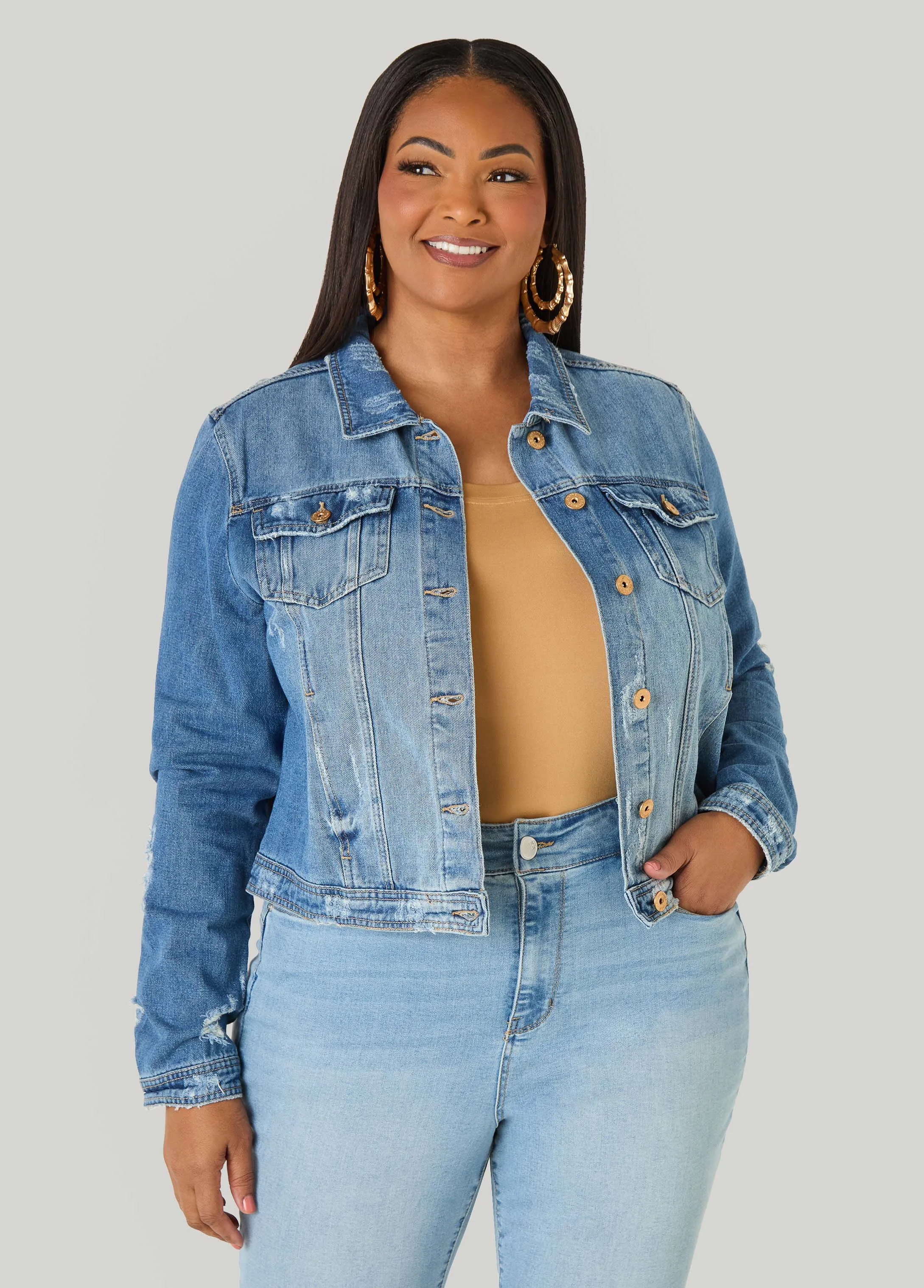Denim Trucker Jacket sold by Ashley Stewart