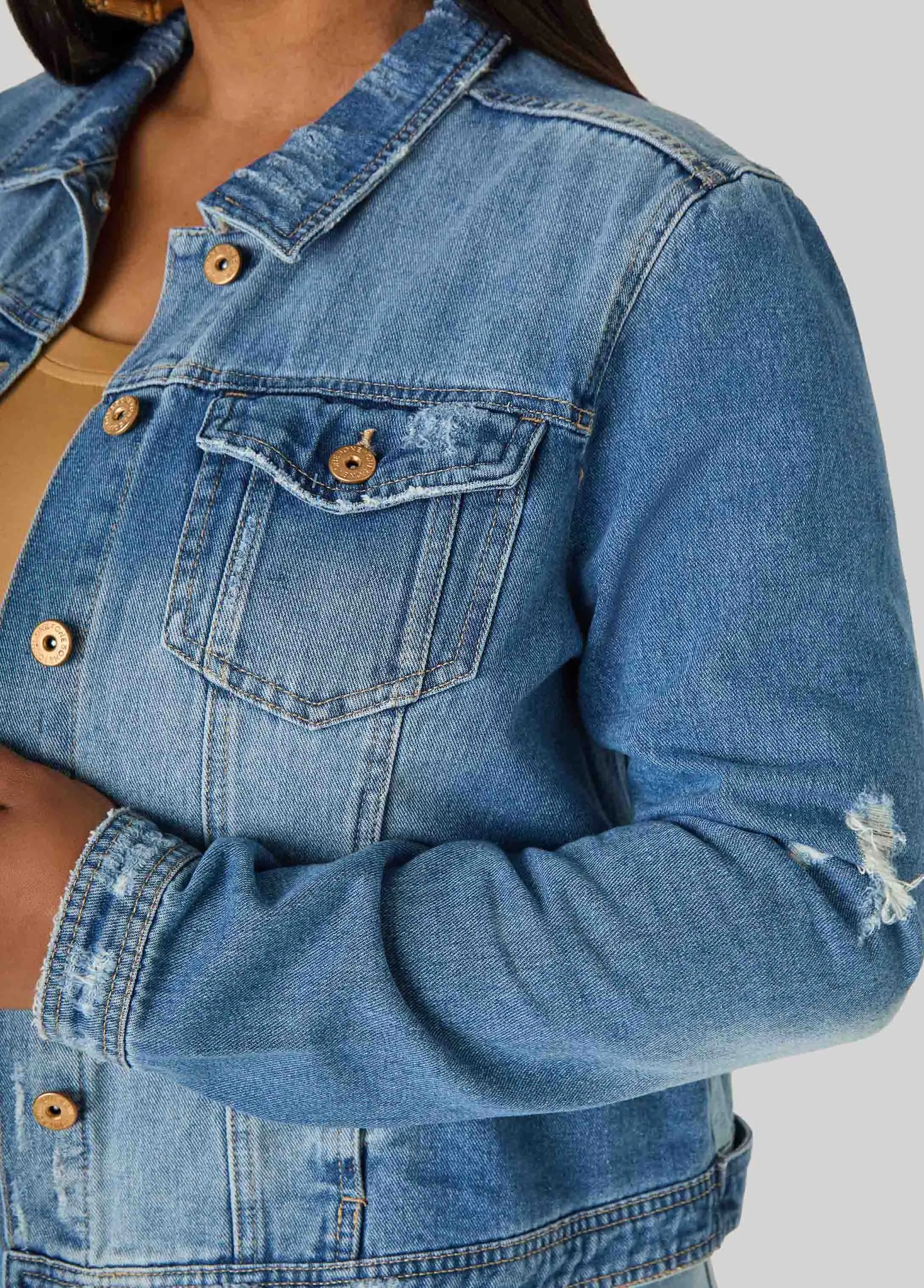 Denim Trucker Jacket sold by Ashley Stewart product image thumbnail 4