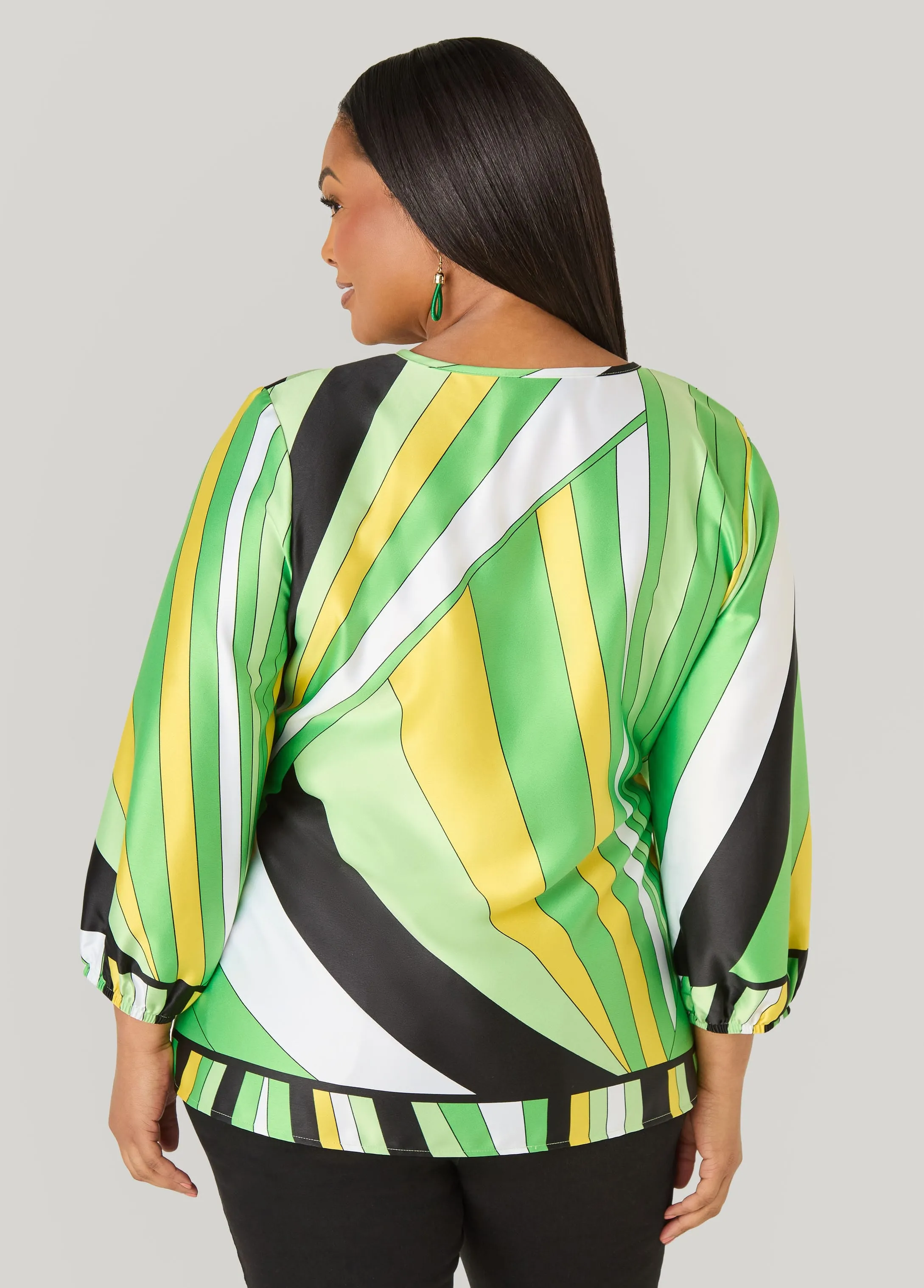 Striped Satin Wrap Top sold by Ashley Stewart product image thumbnail 2