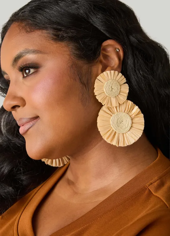 Raffia Flower Earrings made by Ashley Stewart