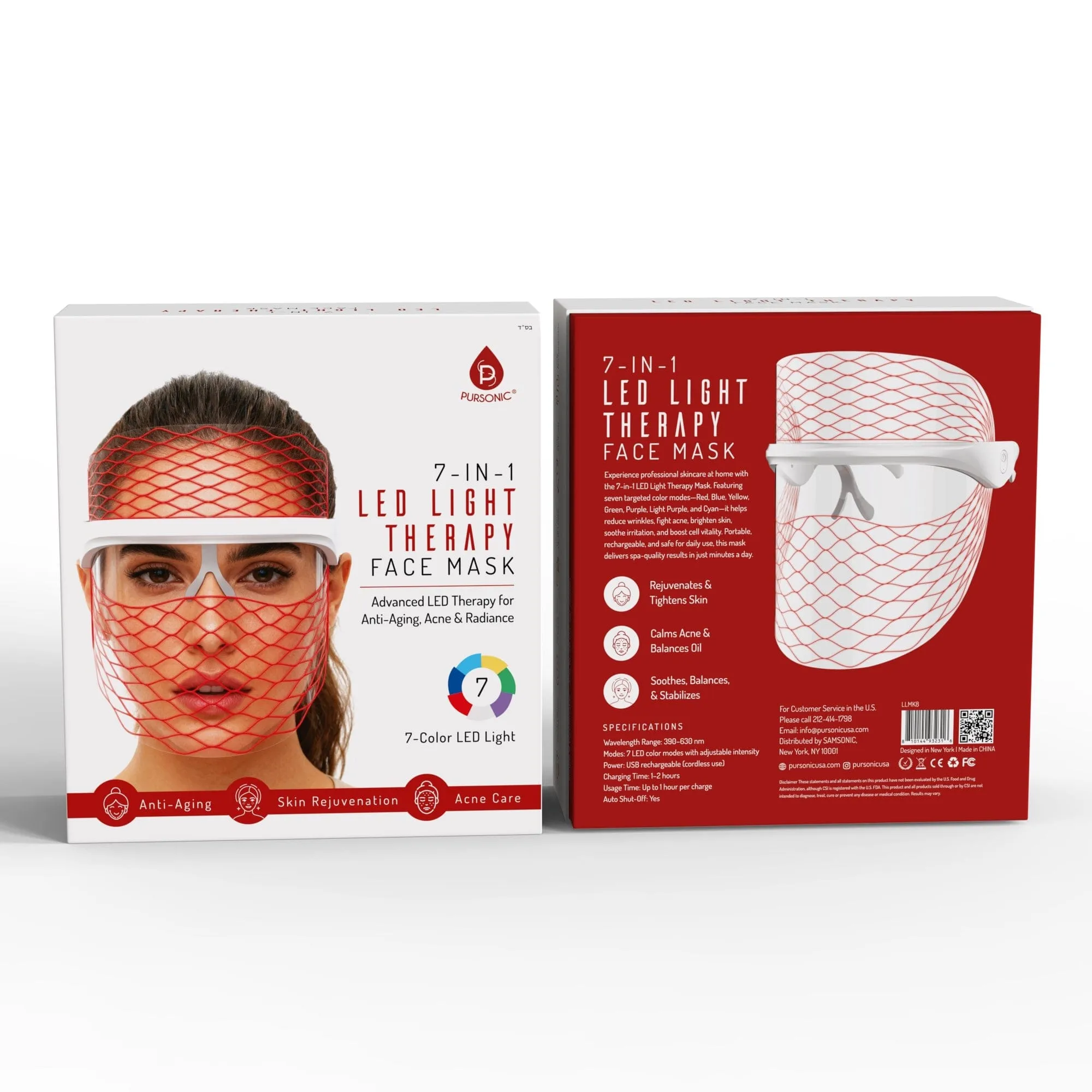 Pursonic 7 In 1 LED Light Therapy Face Mask sold by Ashley Stewart product image thumbnail 4