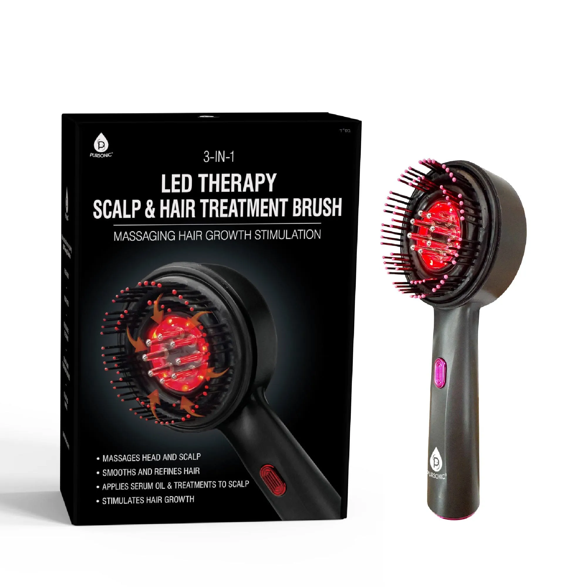 Pursonic 3 In 1 LED Therapy Scalp And Hair Treatment Brush sold by Ashley Stewart product image thumbnail 5