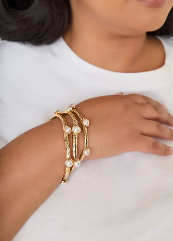Faux Pearl Stretch Bracelet Set made by Ashley Stewart