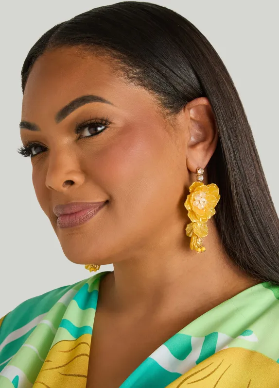 Textured Floral Beaded Earrings made by Ashley Stewart