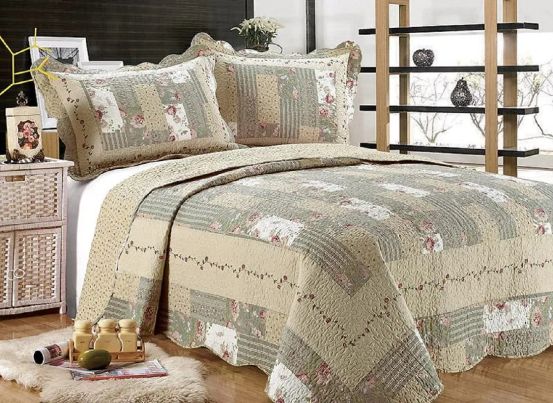 Floral Patchwork Reversible Quilt Set made by Ashley Stewart