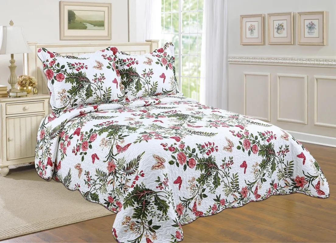 Butterfly And Floral Reversible Quilt Set made by Ashley Stewart