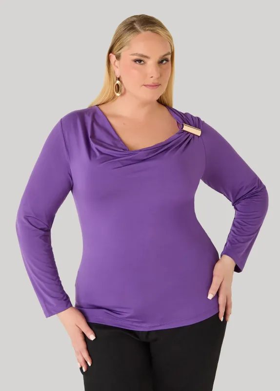 Embellished Draped Knit Top made by Ashley Stewart