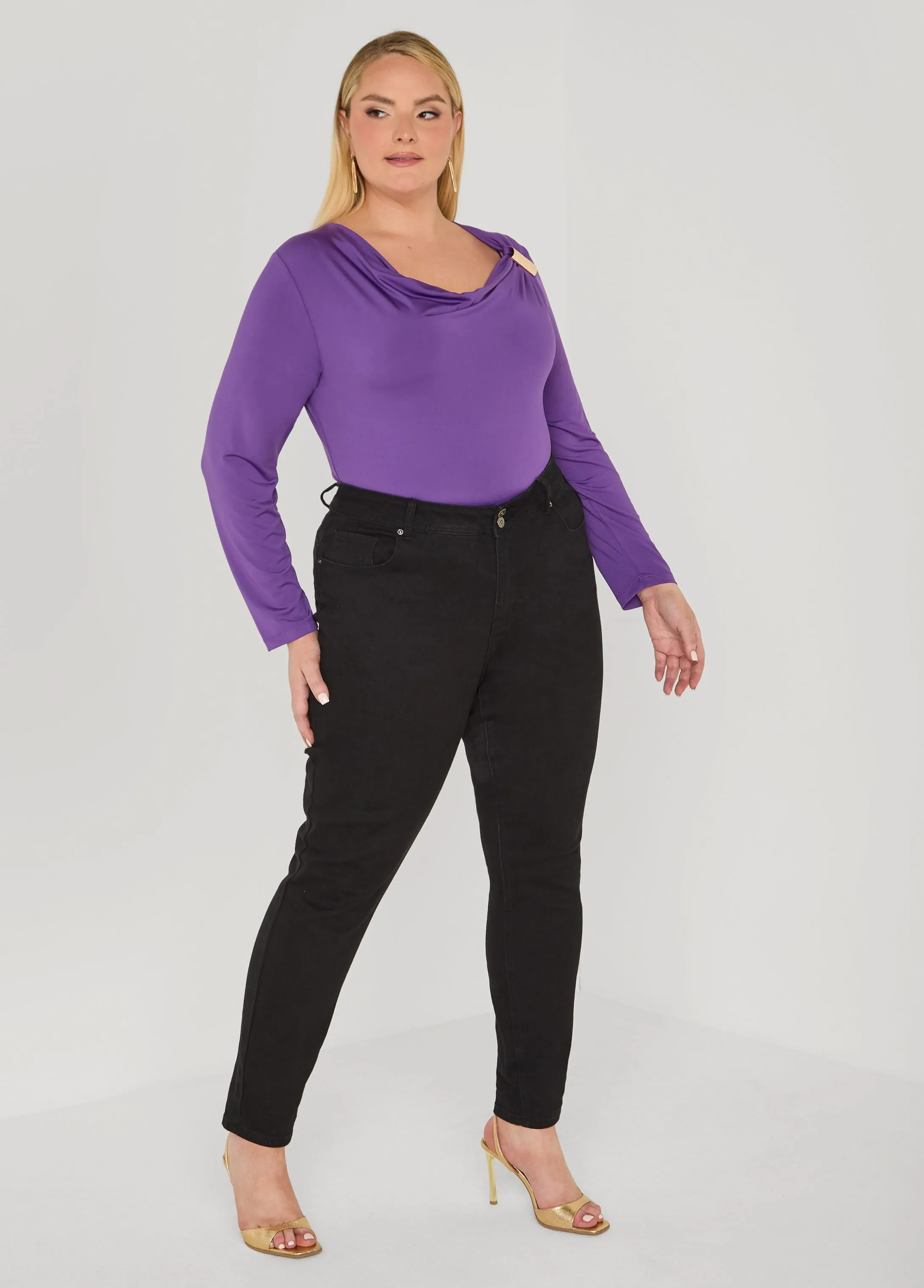 Embellished Draped Knit Top sold by Ashley Stewart product image thumbnail 3