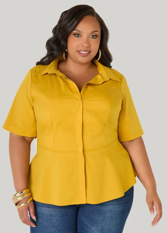 Poplin Peplum Shirt made by Ashley Stewart